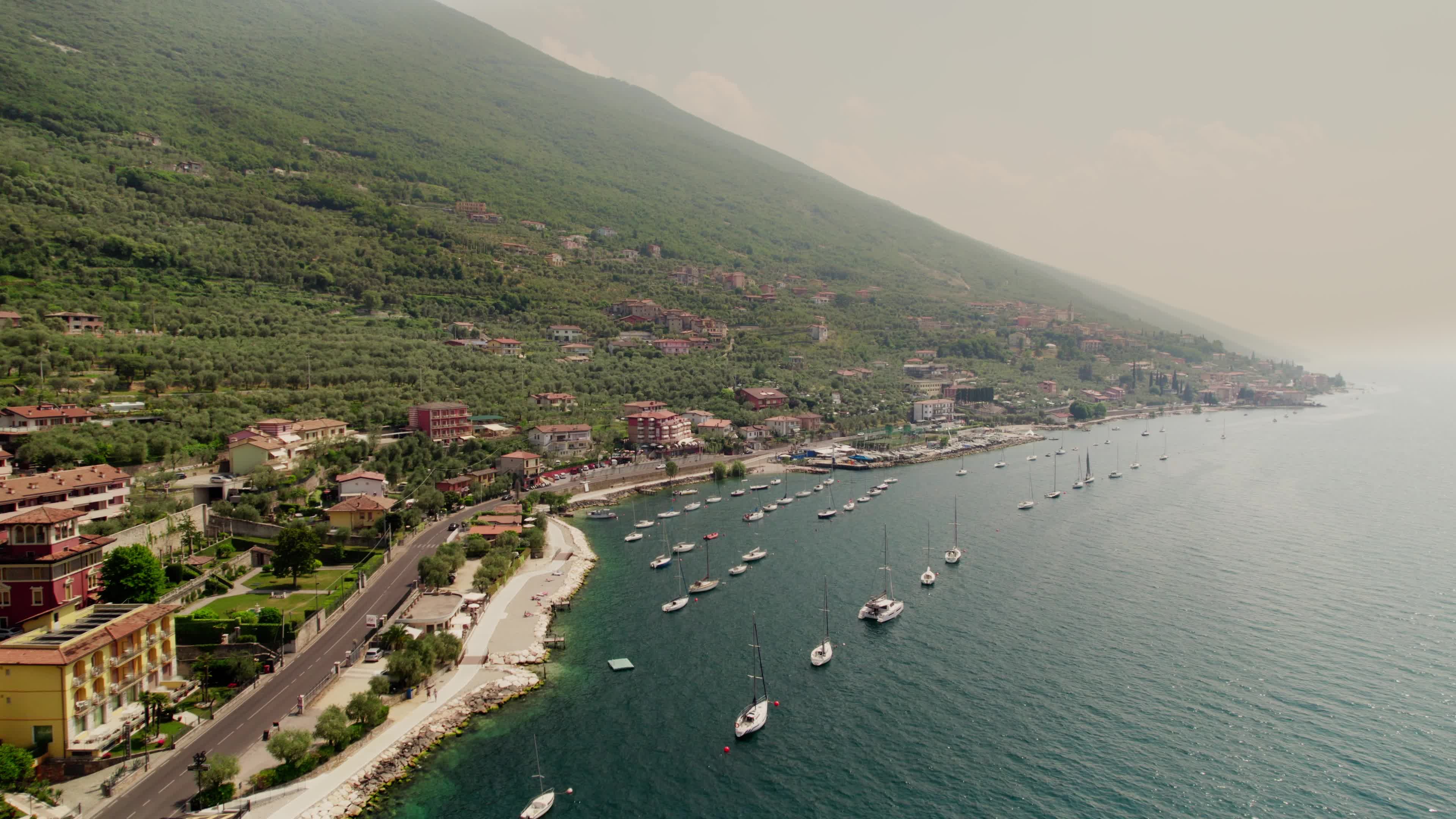 4K Drone View of Brenzone At Garda Lake