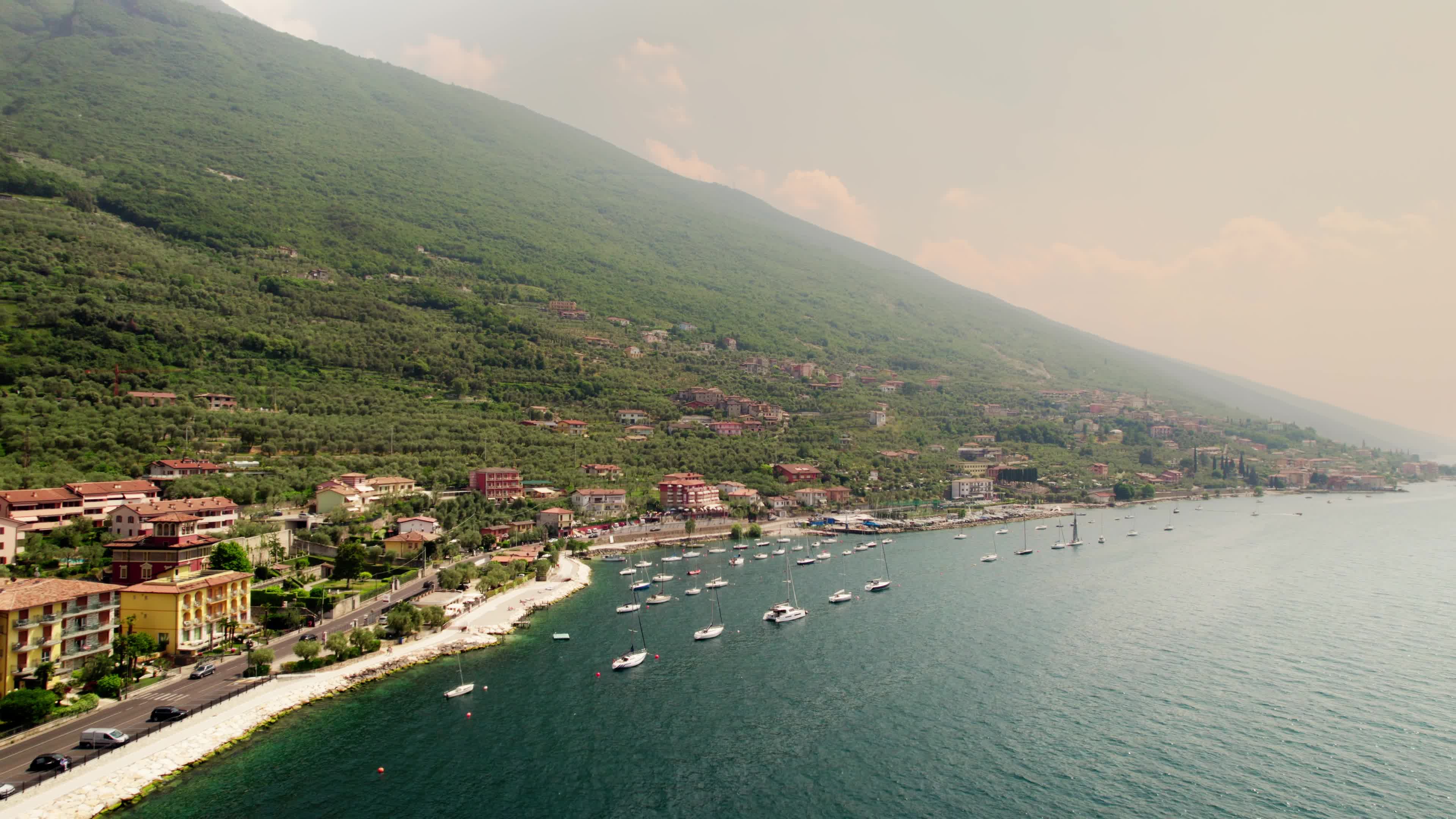 4K Drone View of Brenzone At Garda Lake