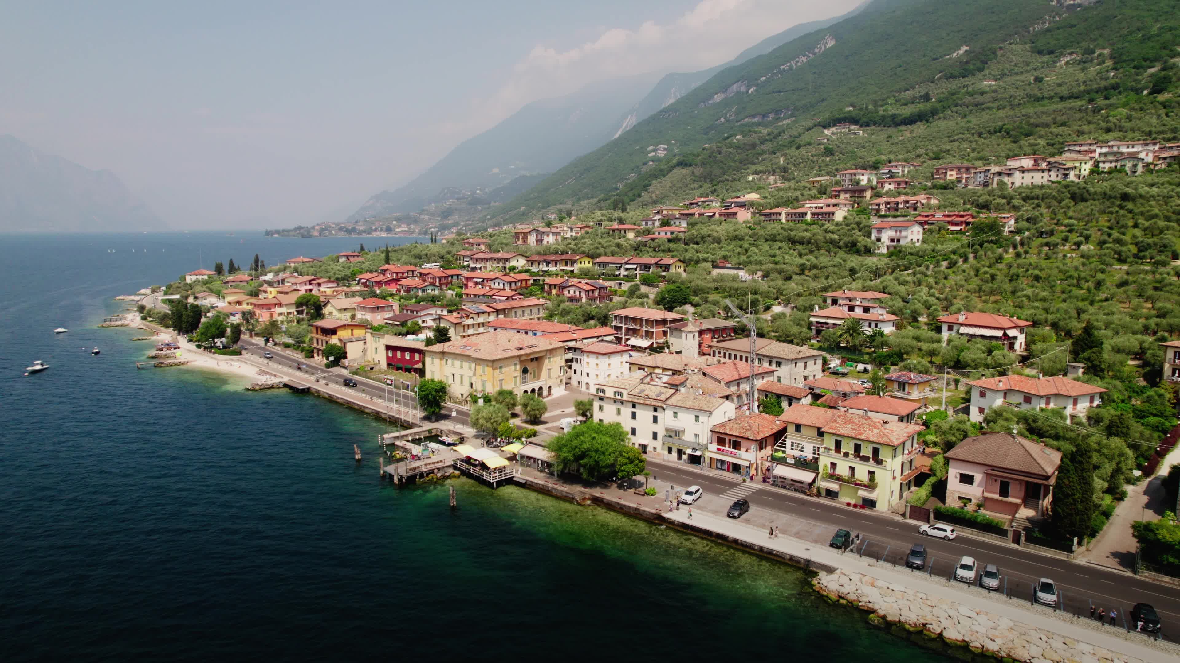 4K Drone View of Brenzone At Garda Lake
