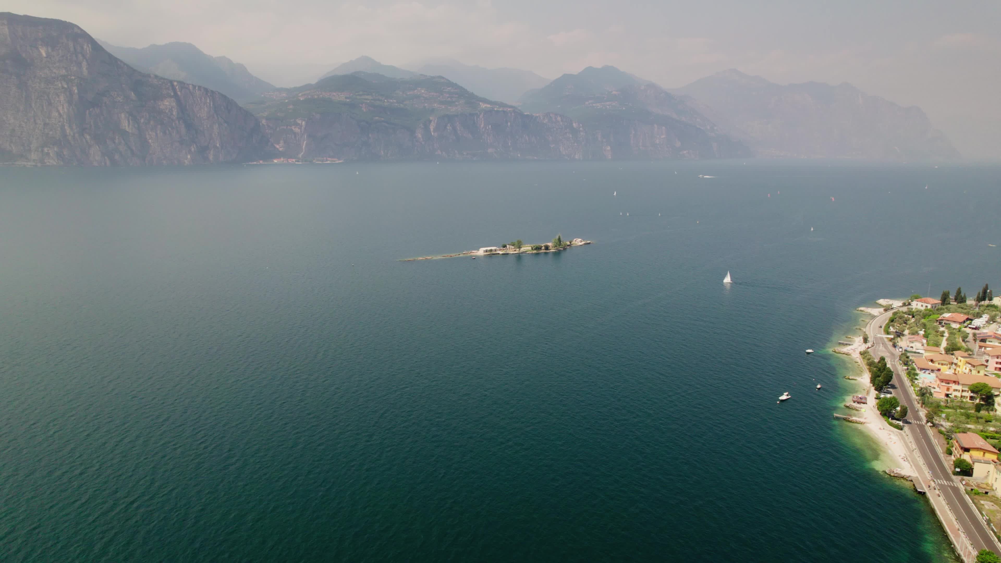 4K Drone View of Brenzone At Garda Lake