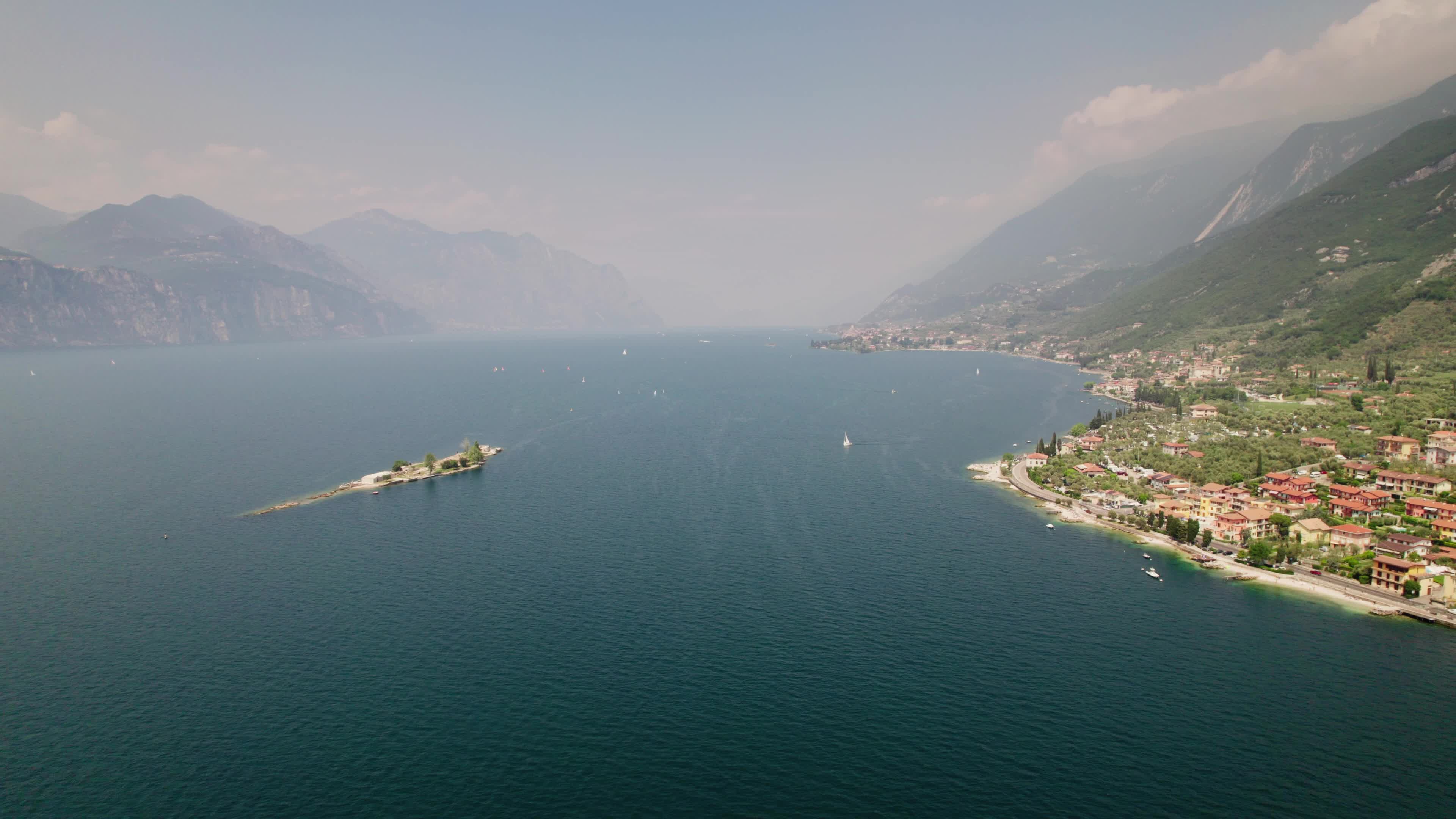 4K Drone View of Brenzone At Garda Lake