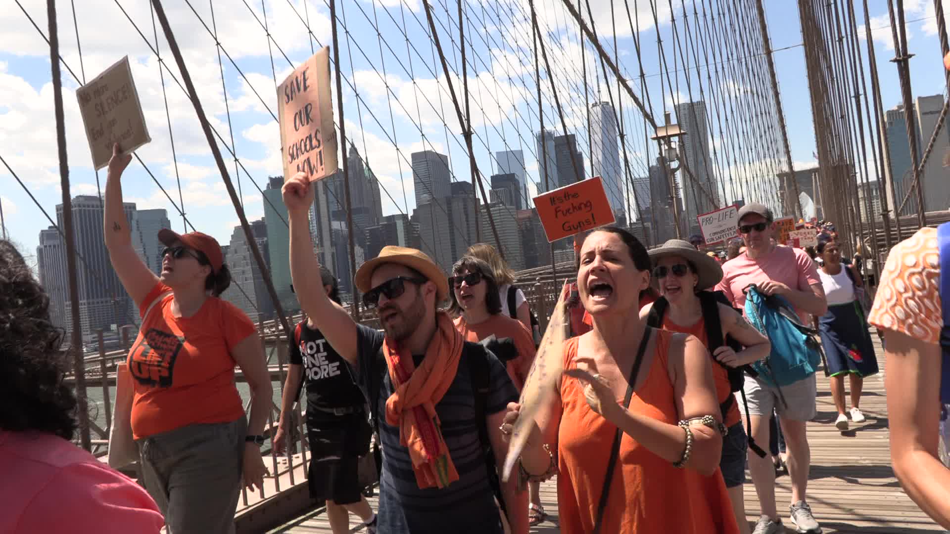 NYC: Moms march over Brooklyn Bridge against gun violence