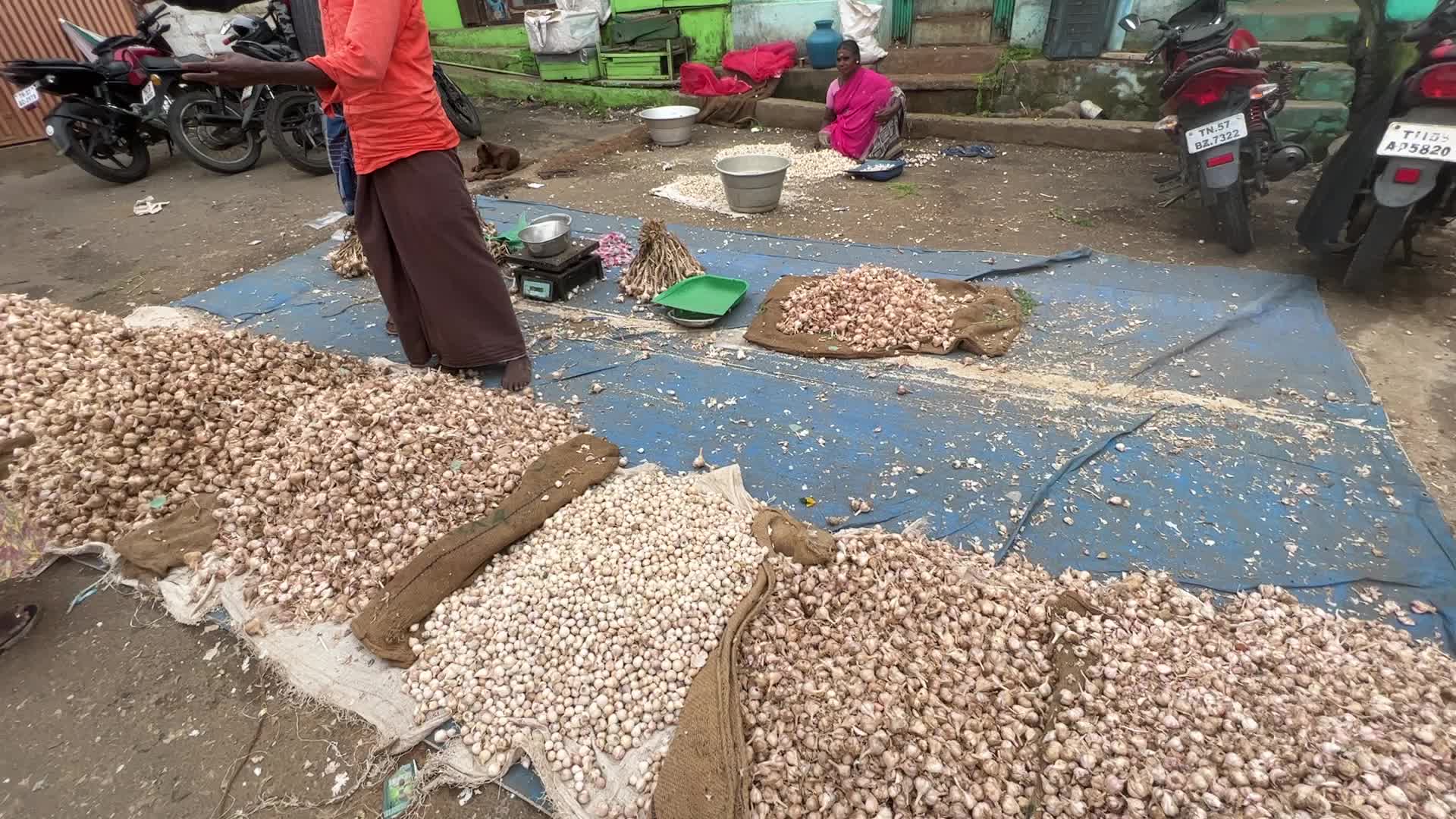 Garlic market in the Poombarai Village