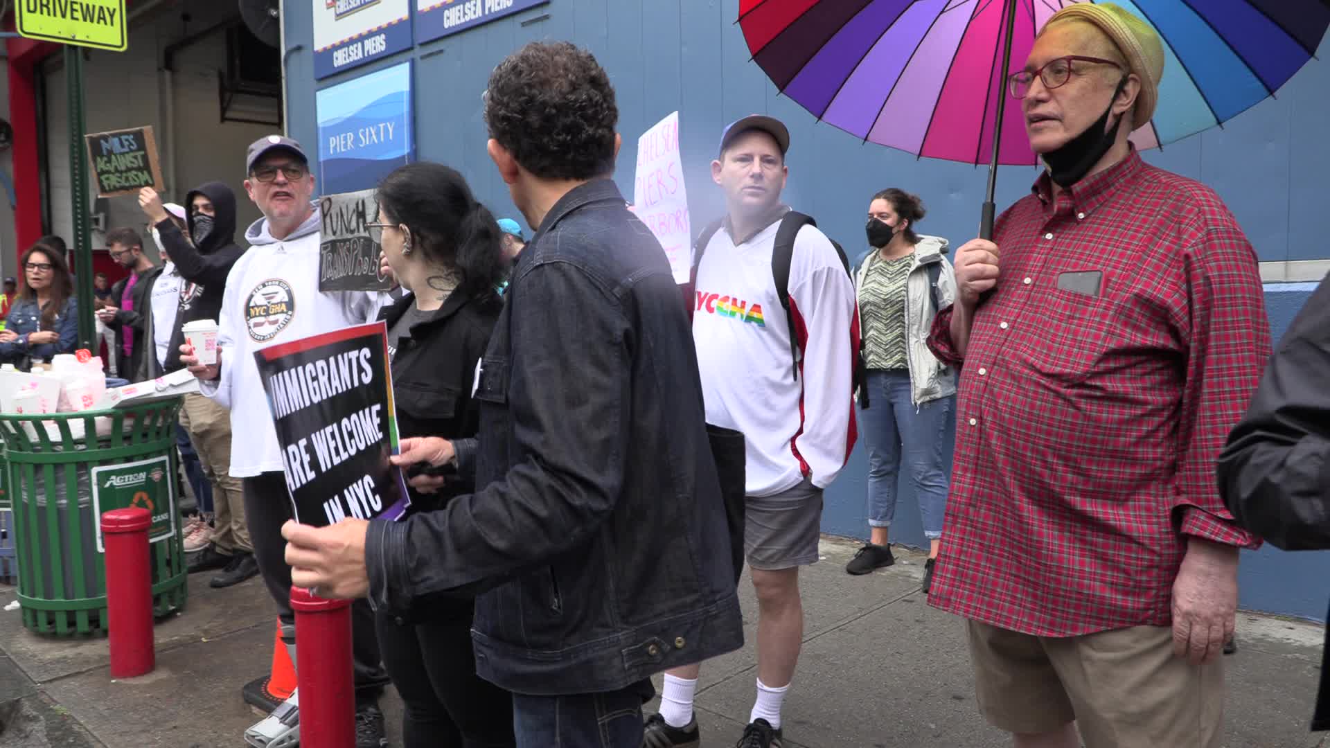 NYC: LGBTQ advocates denounces Florida Governor DeSantis at Chelsea Piers