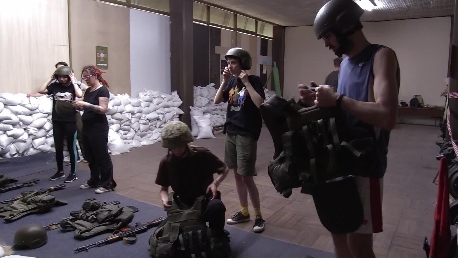 Military training for civilians in the handling of weapons, amid Russia's invasion of Ukraine, in Odesa