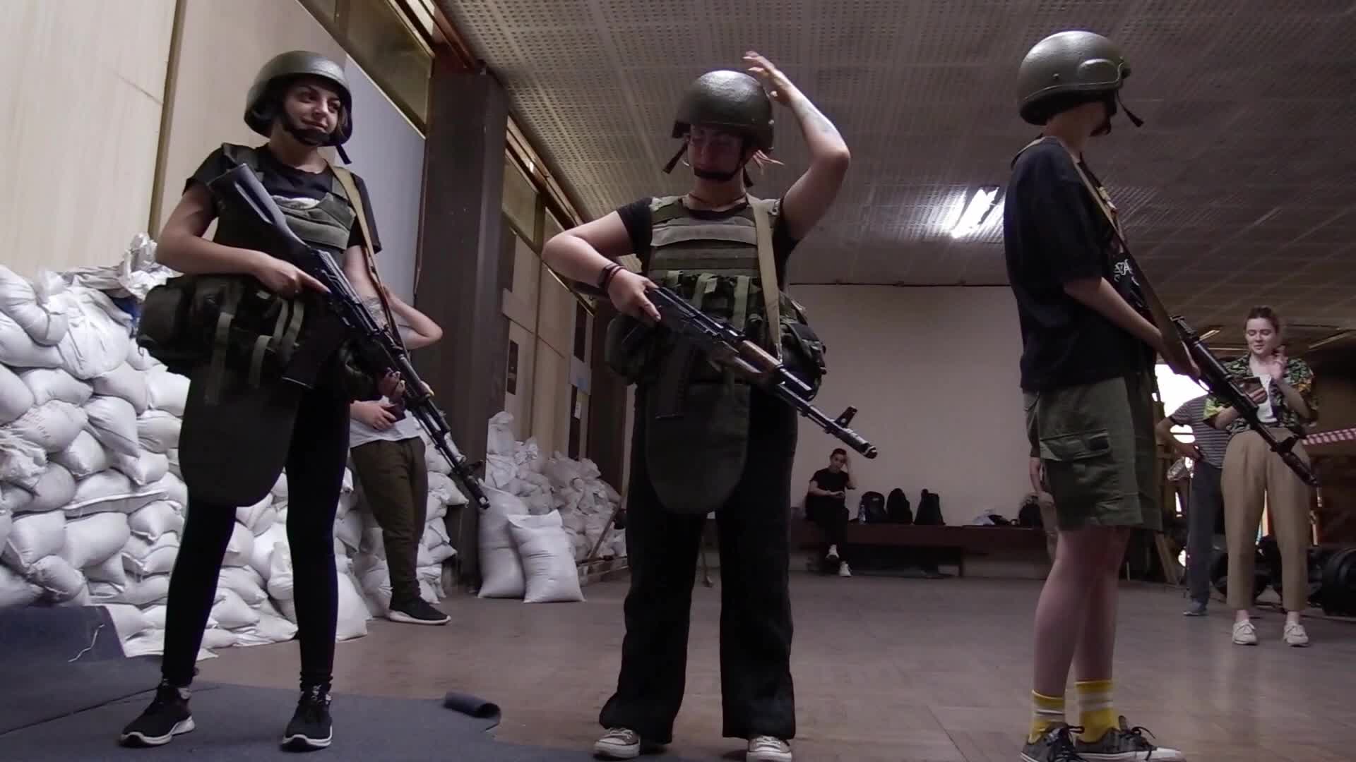 Military training for civilians in the handling of weapons, amid Russia's invasion of Ukraine, in Odesa