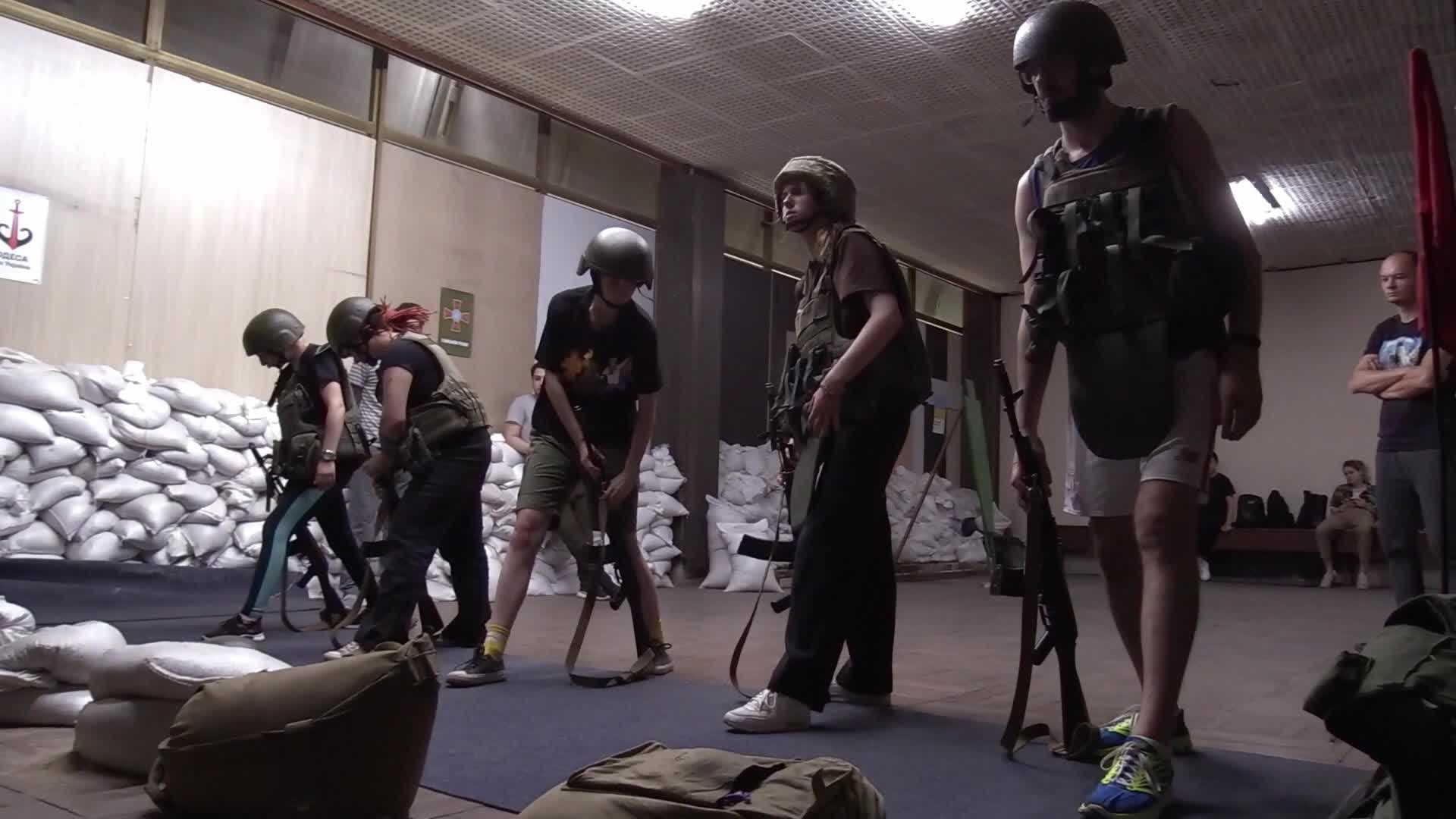 Military training for civilians in the handling of weapons, amid Russia's invasion of Ukraine, in Odesa