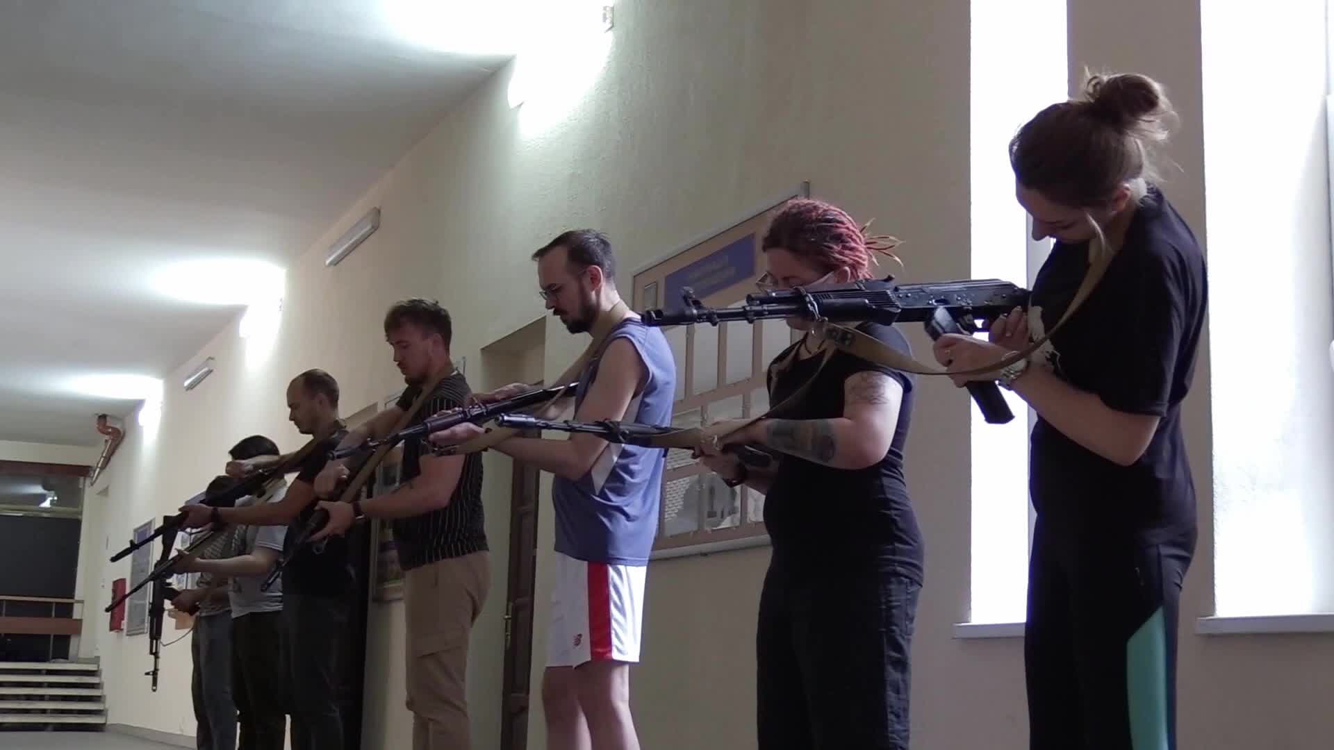 Military training for civilians in the handling of weapons, amid Russia's invasion of Ukraine, in Odesa