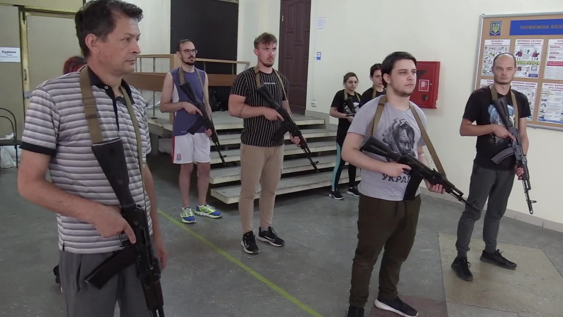 Military training for civilians in the handling of weapons, amid Russia's invasion of Ukraine, in Odesa
