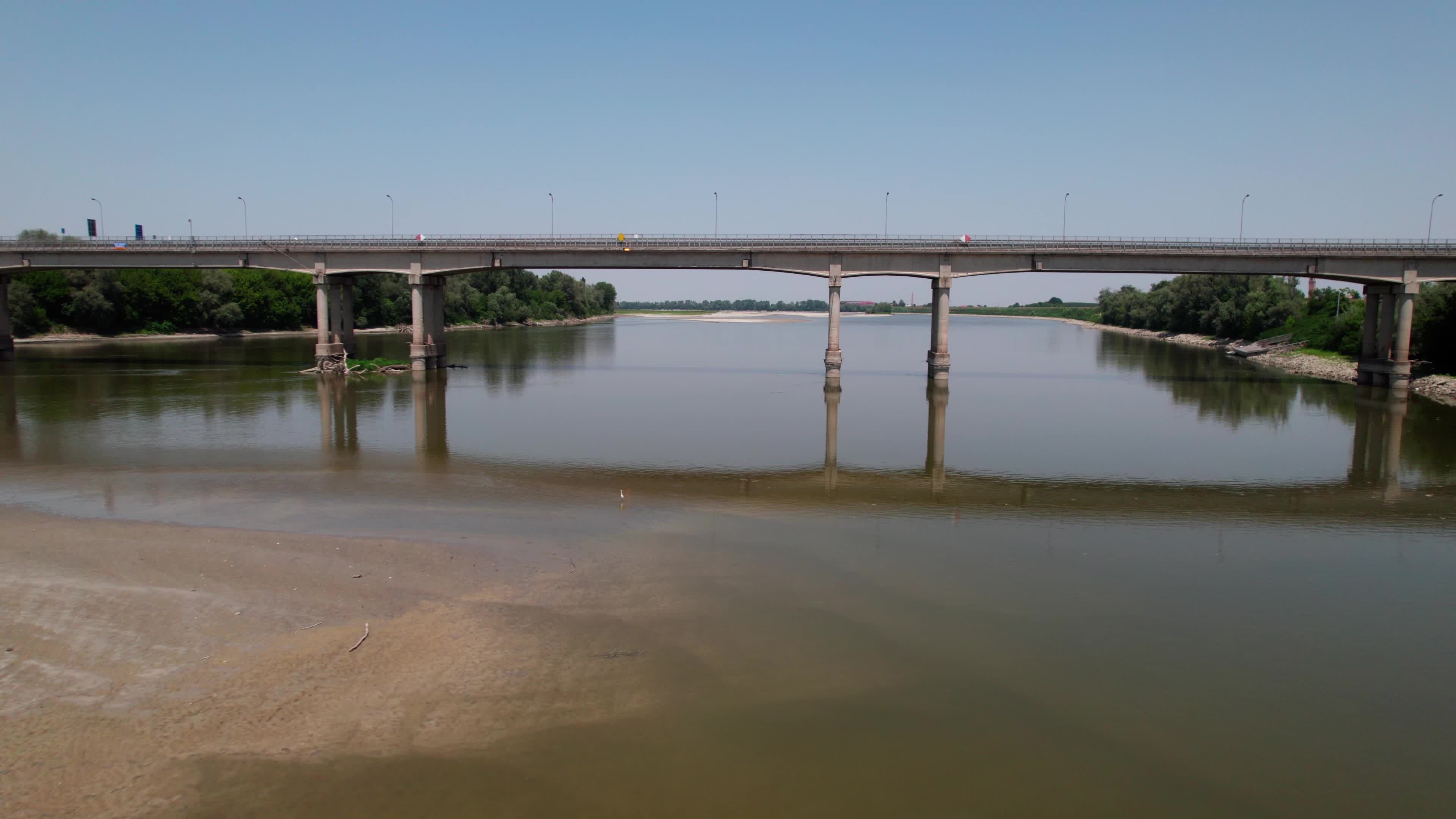 Drone View Of Po River As Faces Its Worst Drought In 70 Years