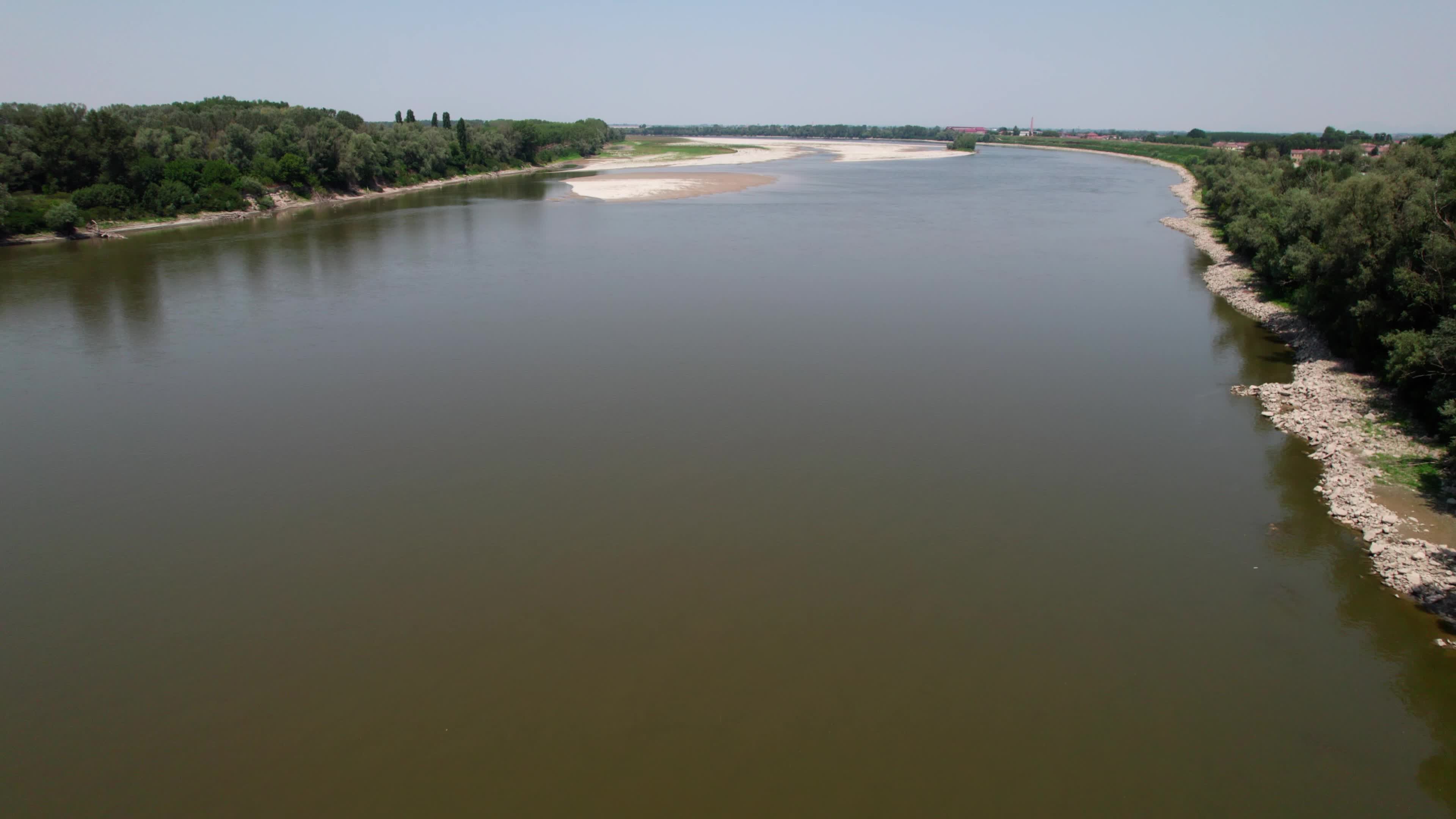 Drone View Of Po River As Faces Its Worst Drought In 70 Years