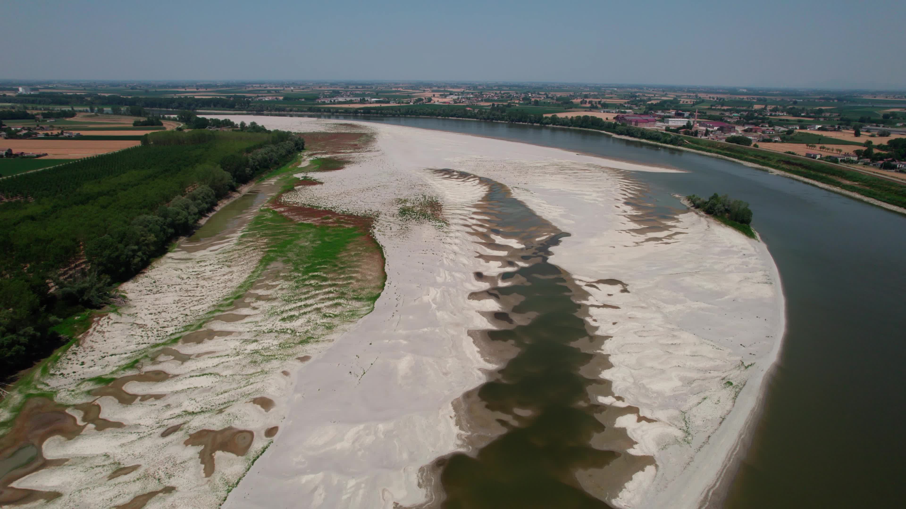 Drone View Of Po River As Faces Its Worst Drought In 70 Years