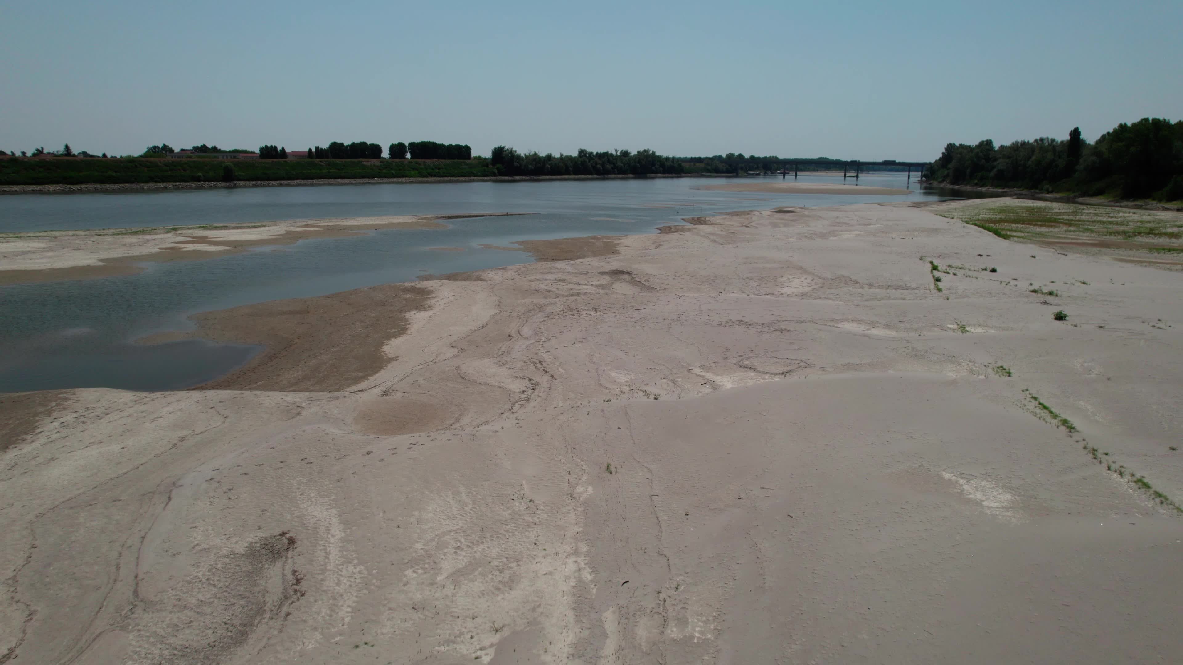 Drone View Of Po River As Faces Its Worst Drought In 70 Years