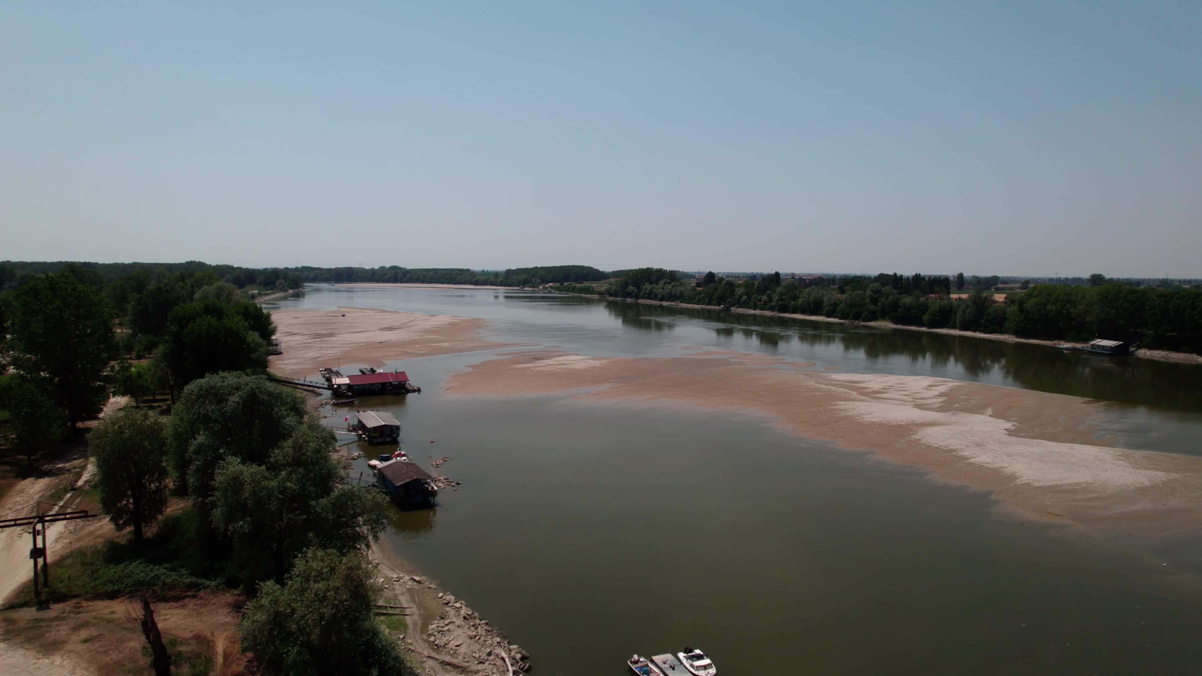 Drone View Of Po River As Faces Its Worst Drought In 70 Years