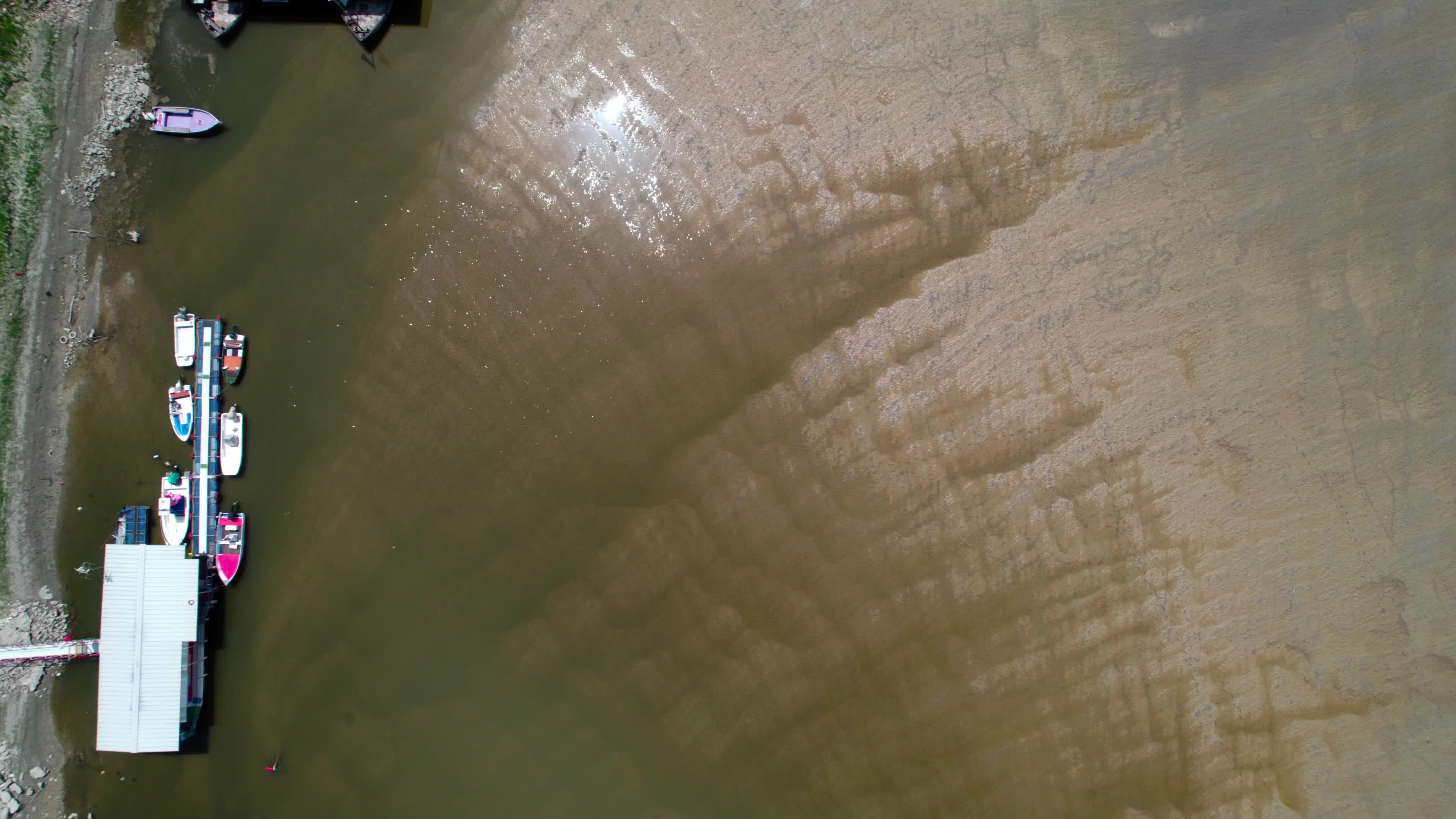 Drone View Of Po River As Faces Its Worst Drought In 70 Years