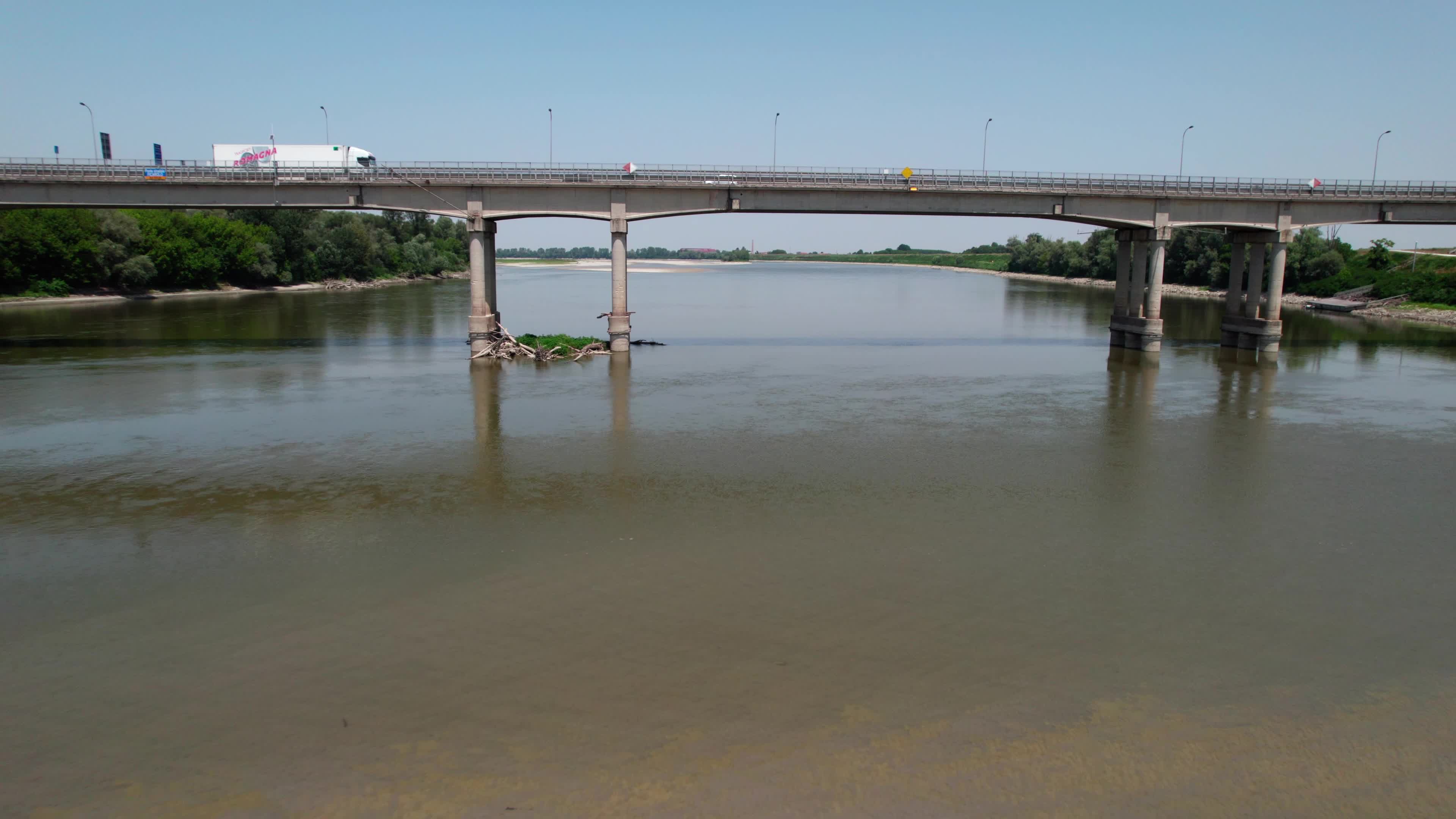 Drone View Of Po River As Faces Its Worst Drought In 70 Years