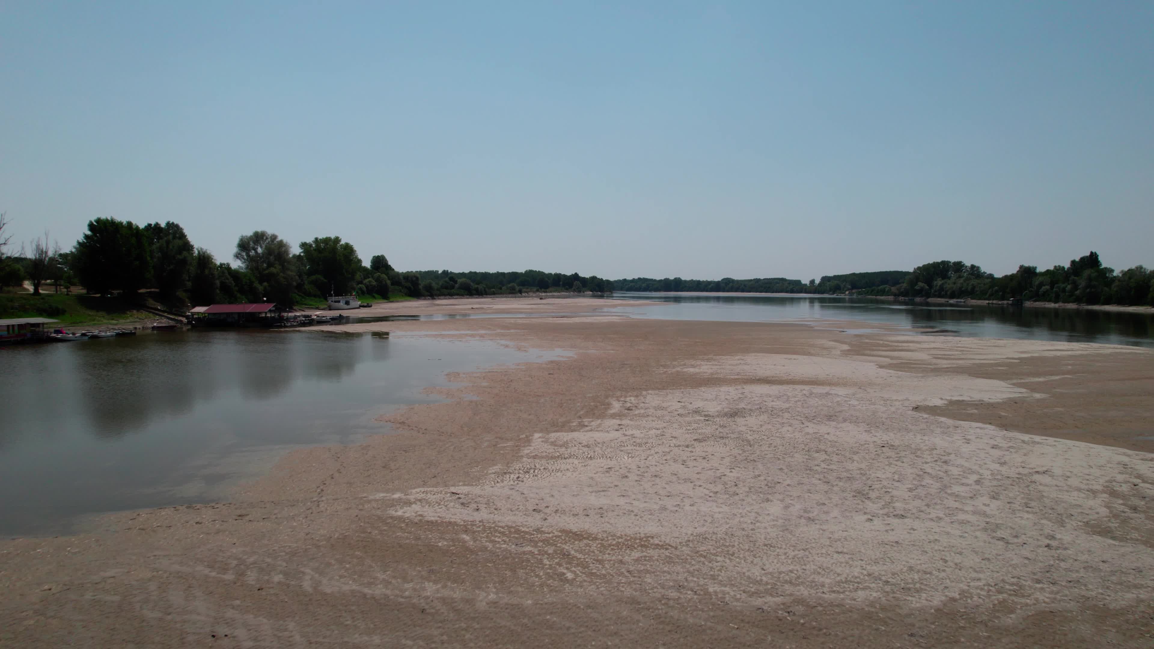Drone View Of Po River As Faces Its Worst Drought In 70 Years