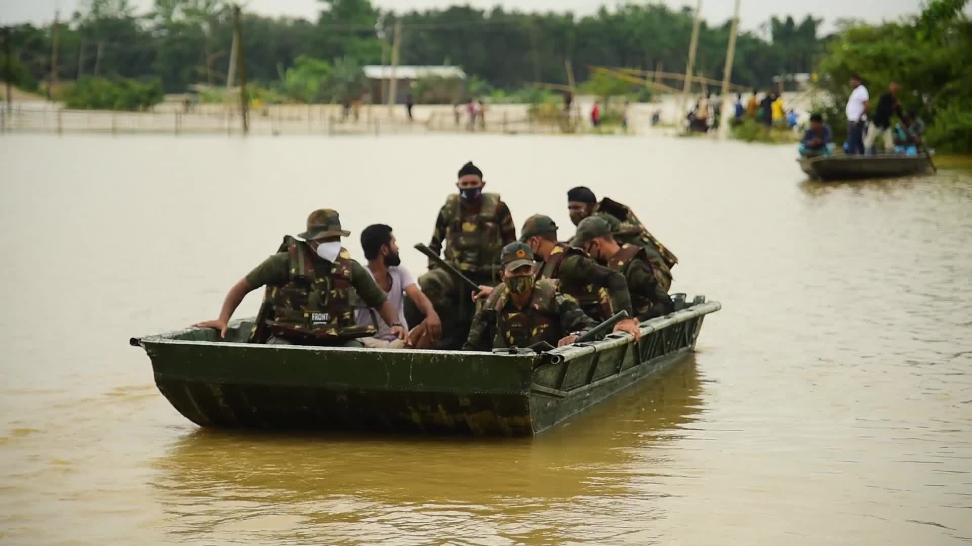 Indian army launches flood relief operations in Assam, India