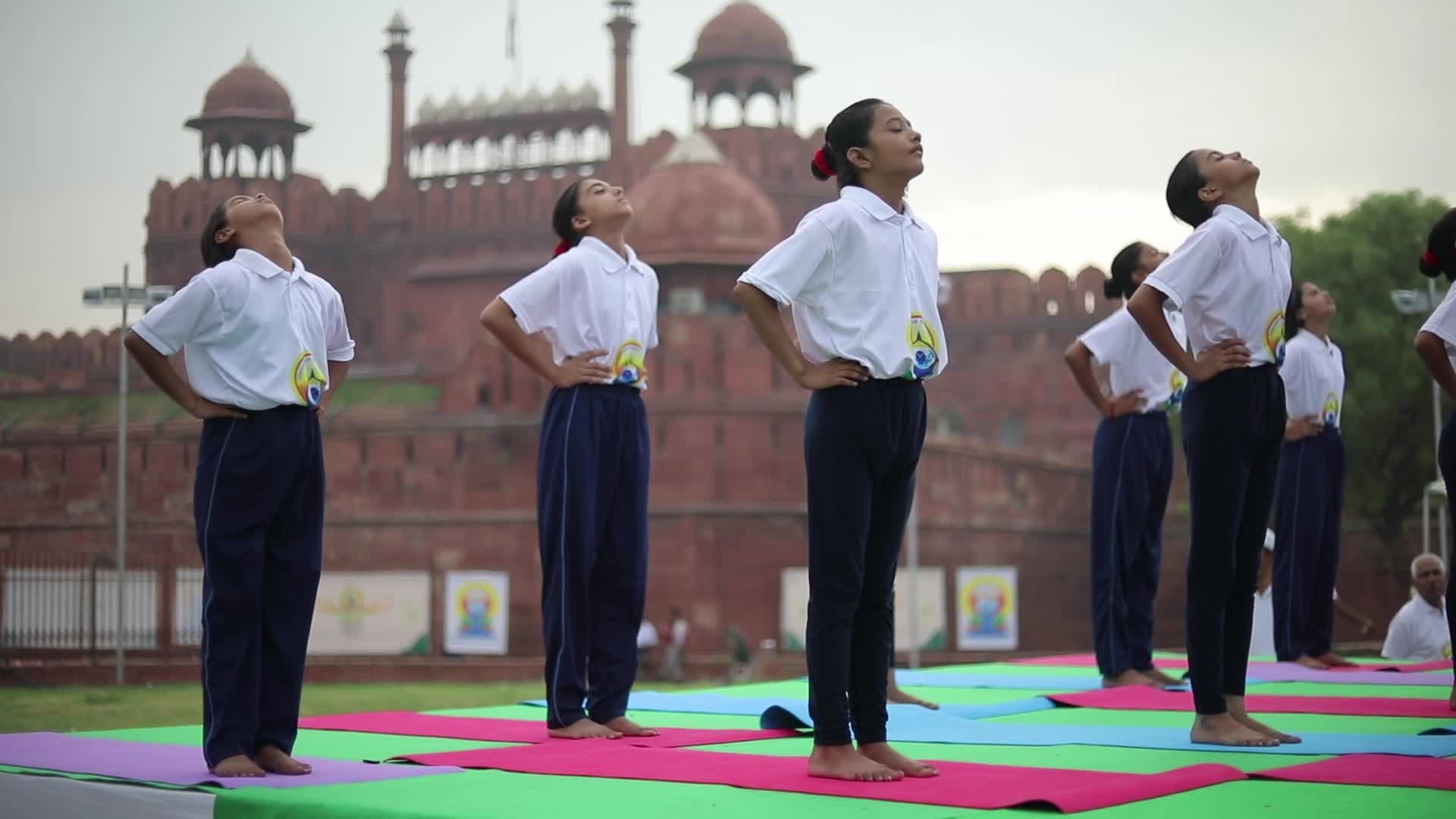Indian celebrates International Day of Yoga at Red Fort in New Delhi, India
