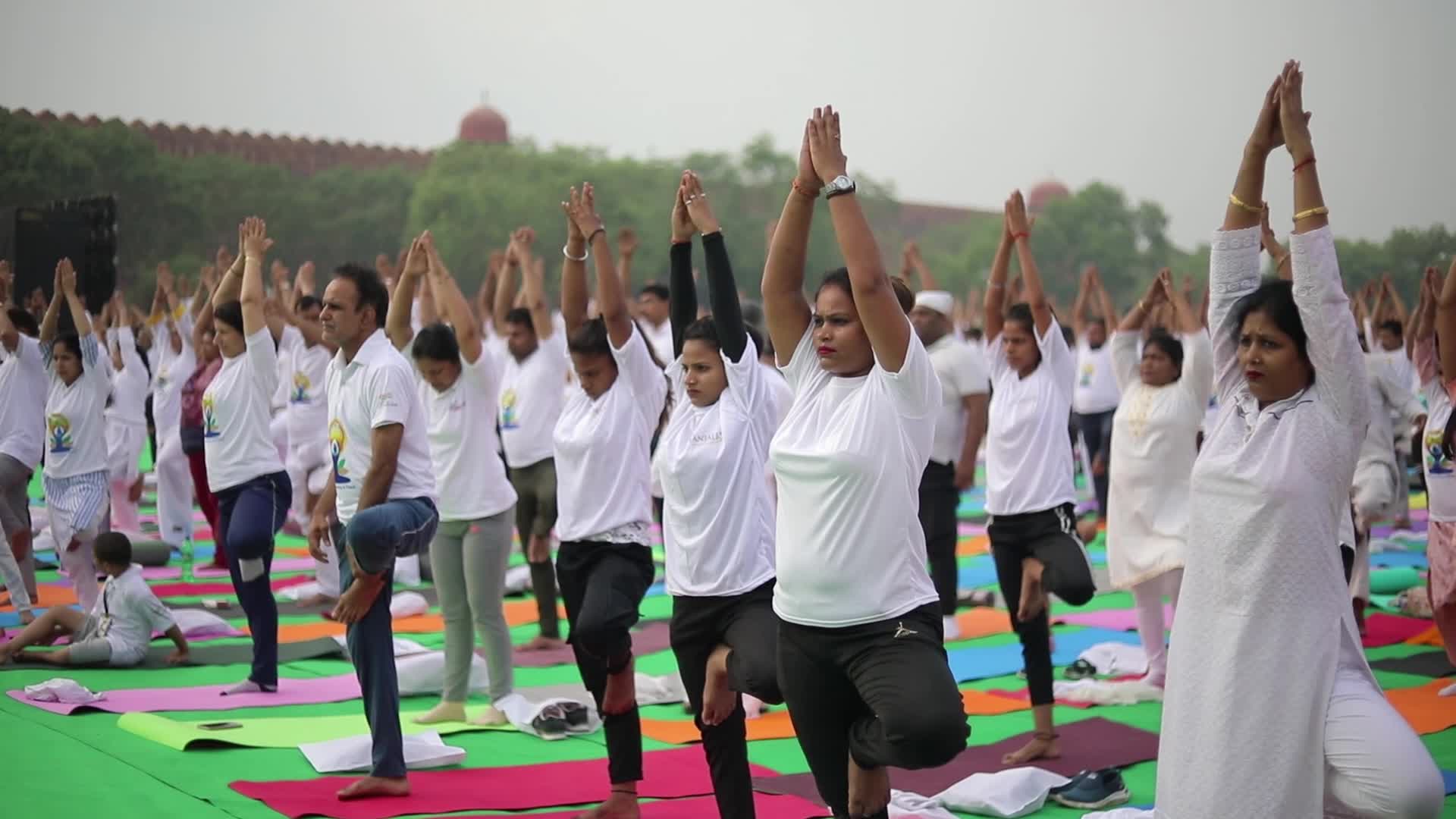 Indian celebrates International Day of Yoga at Red Fort in New Delhi, India