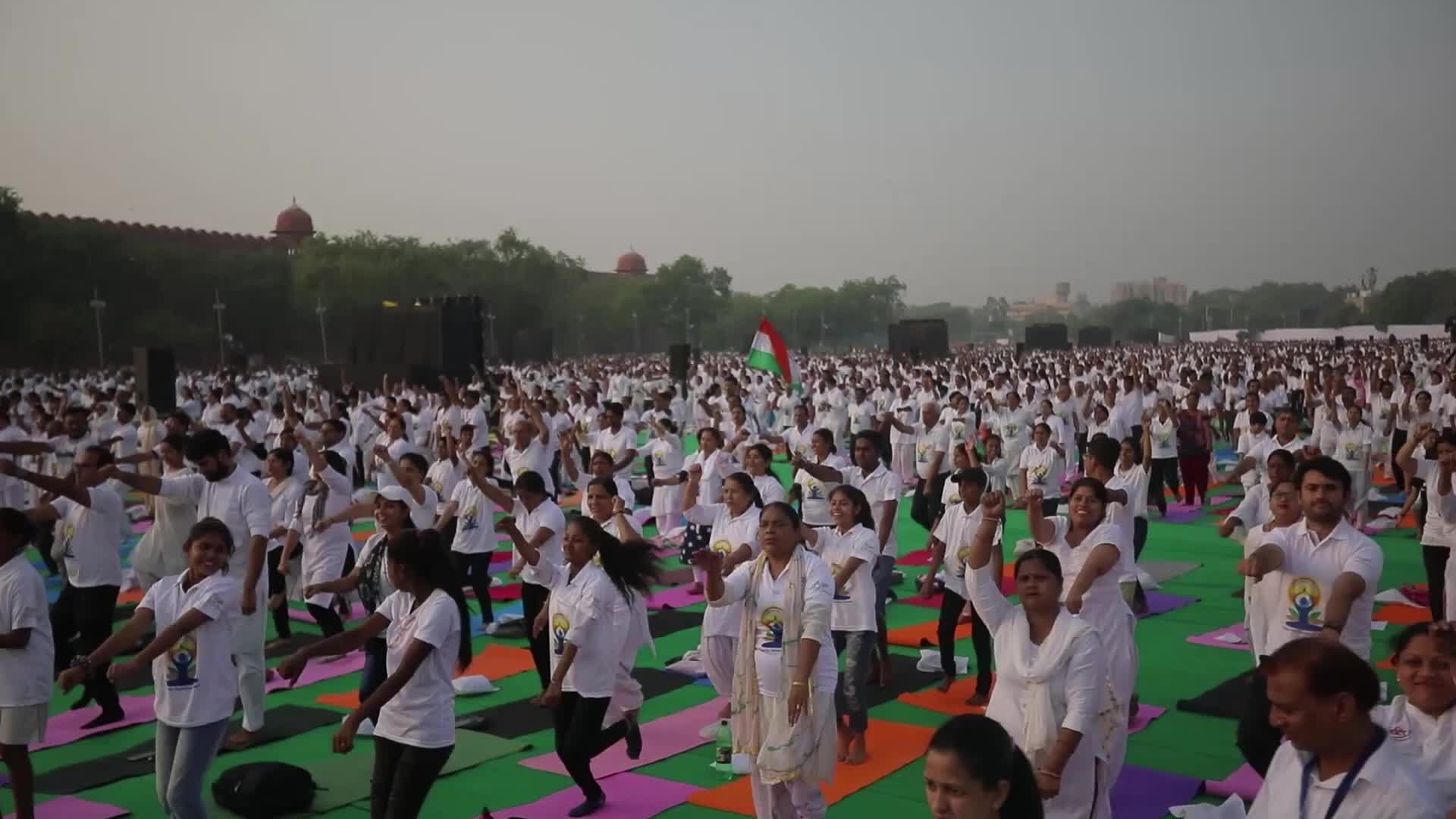 Indian celebrates International Day of Yoga at Red Fort in New Delhi, India