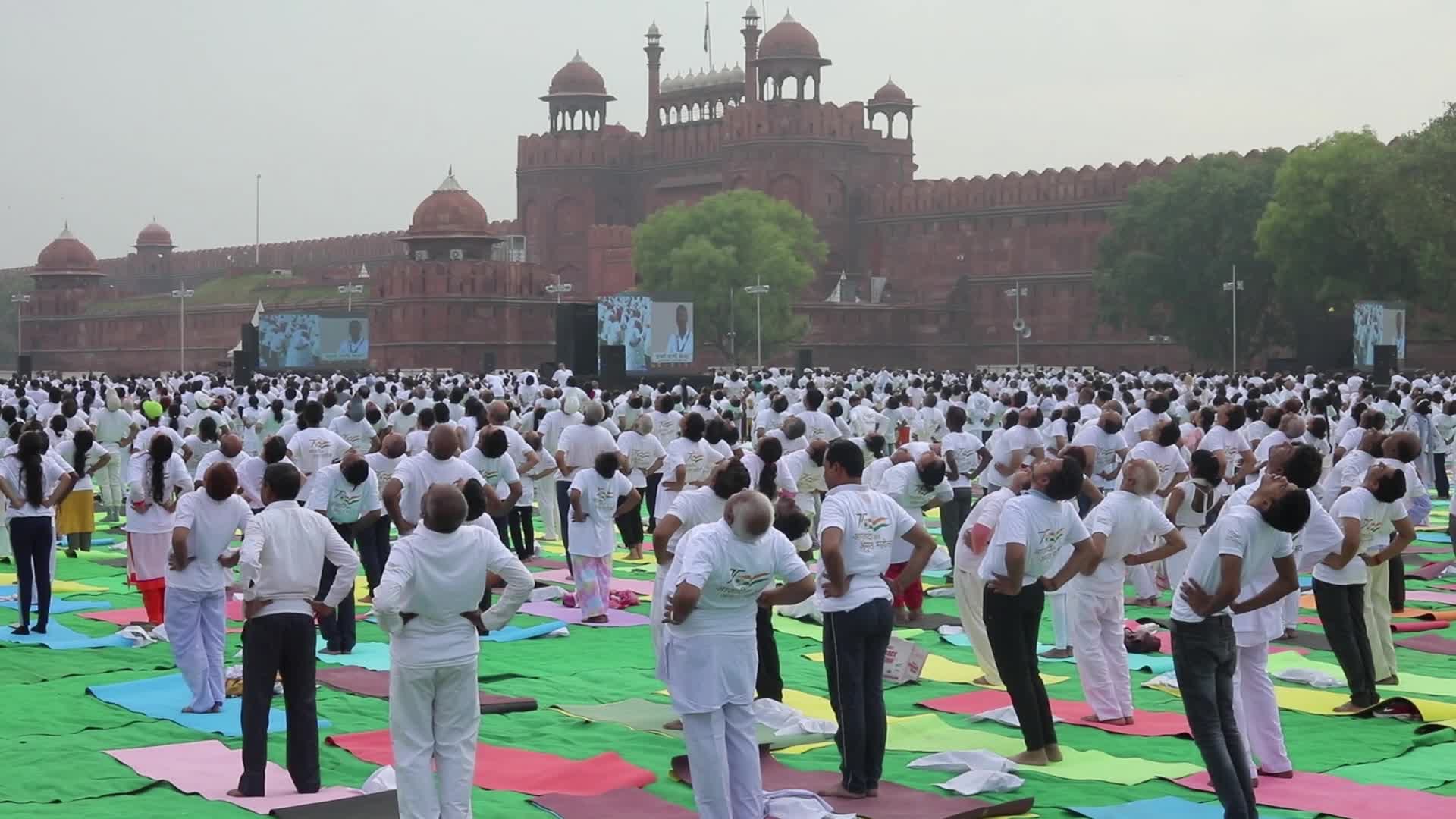Indian celebrates International Day of Yoga at Red Fort in New Delhi, India