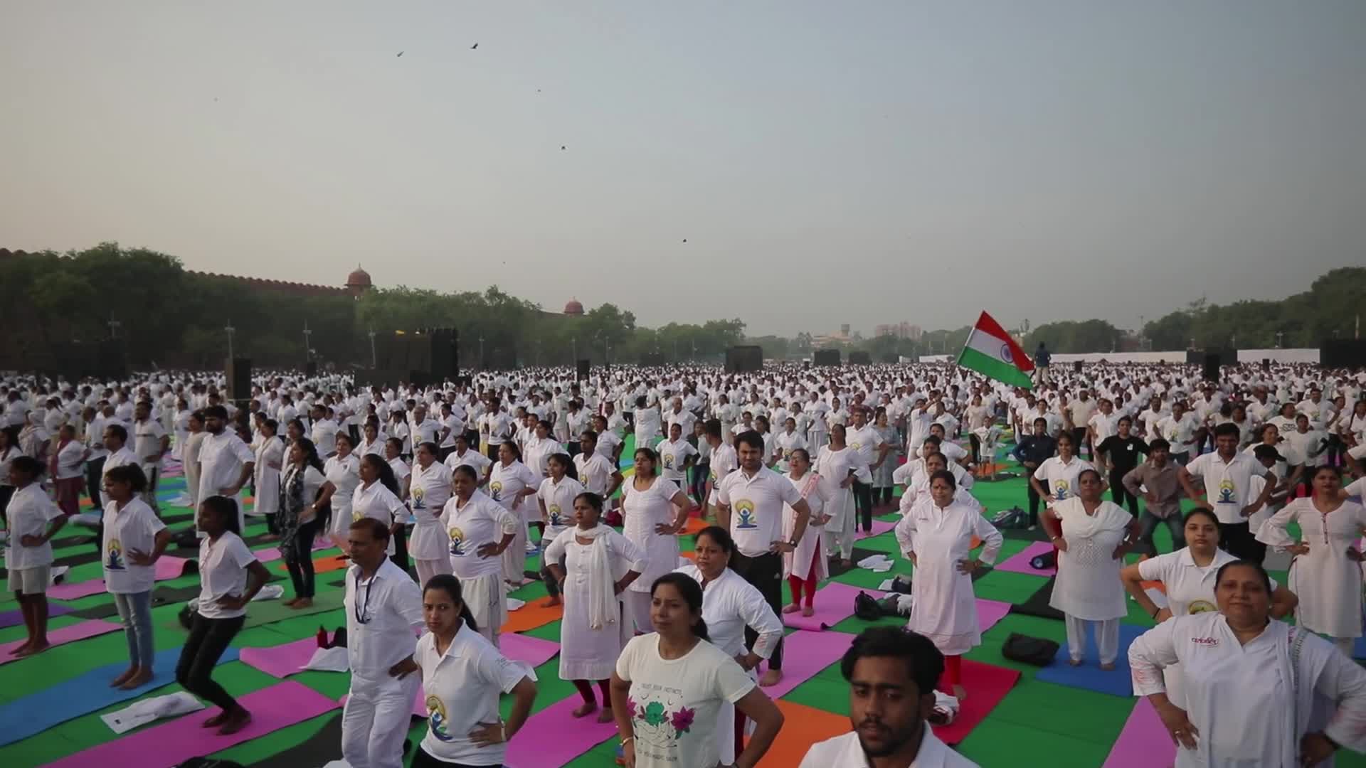 Indian celebrates International Day of Yoga at Red Fort in New Delhi, India