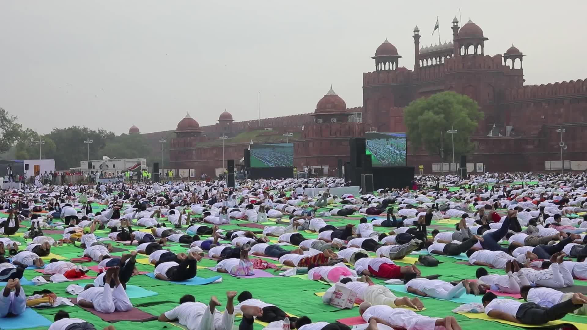 Indian celebrates International Day of Yoga at Red Fort in New Delhi, India