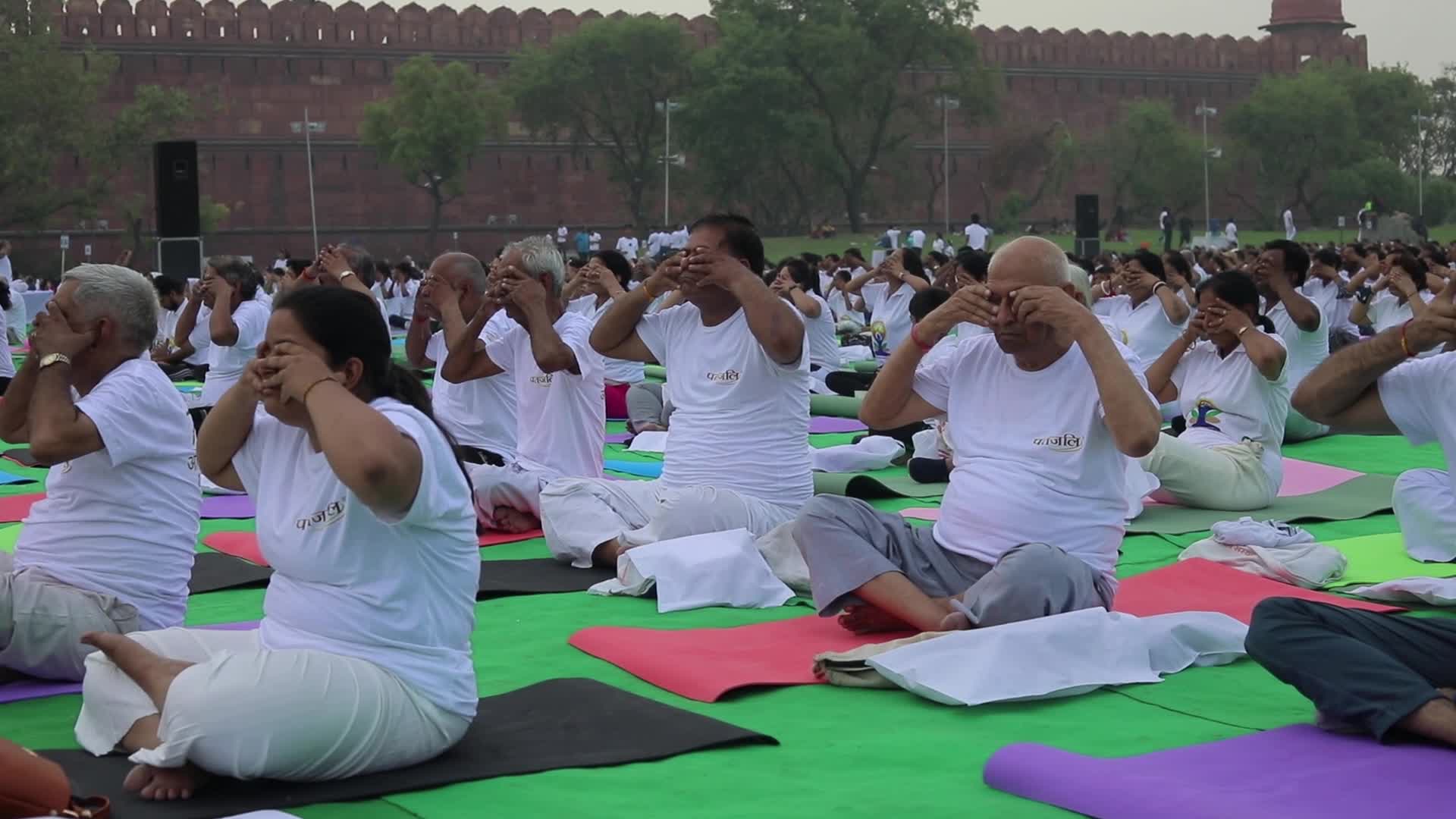 Indian celebrates International Day of Yoga at Red Fort in New Delhi, India