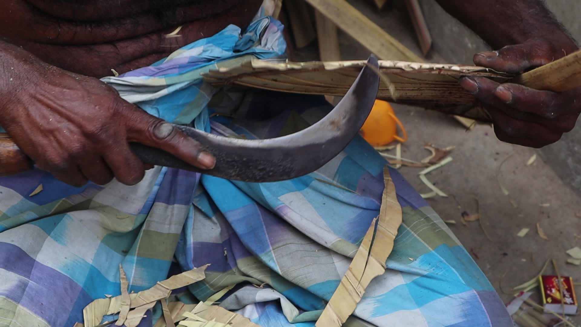 Traditional handmade palm leaf fan makers of West Bengal 