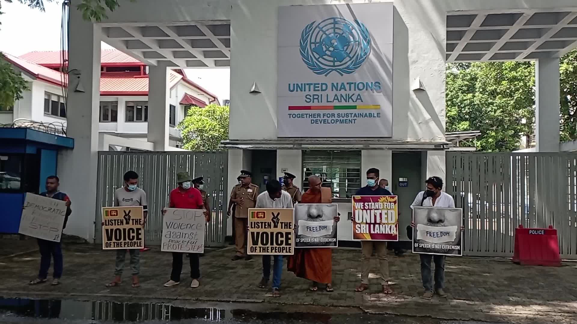 Peaceful Protest in front of UN office in Colombo, Sri Lanka