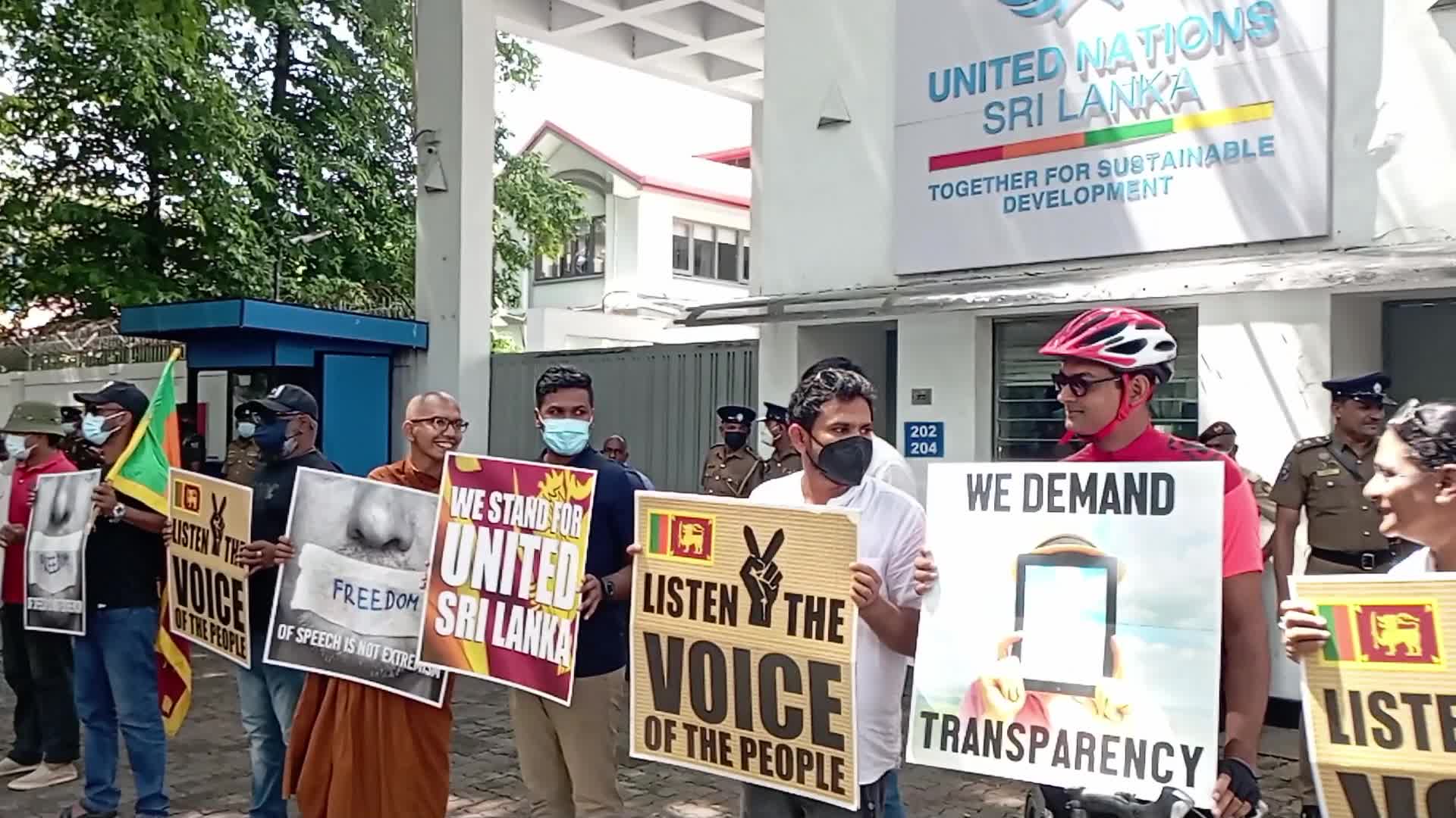 Peaceful Protest in front of UN office in Colombo, Sri Lanka