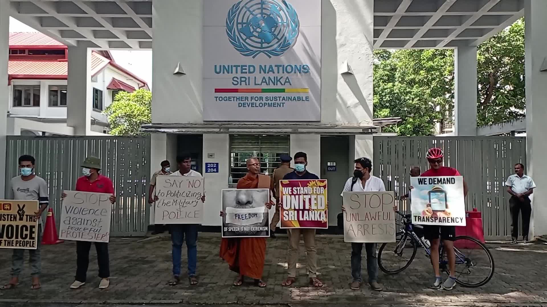 Peaceful Protest in front of UN office in Colombo, Sri Lanka