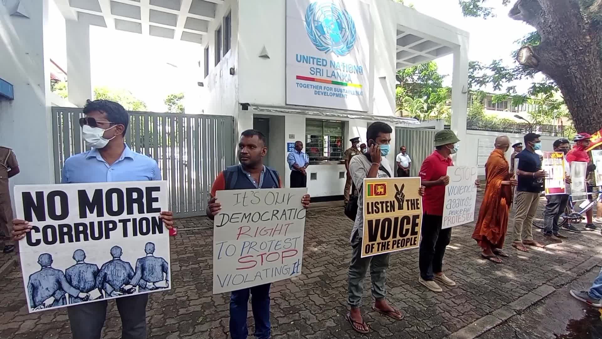 Peaceful Protest in front of UN office in Colombo, Sri Lanka
