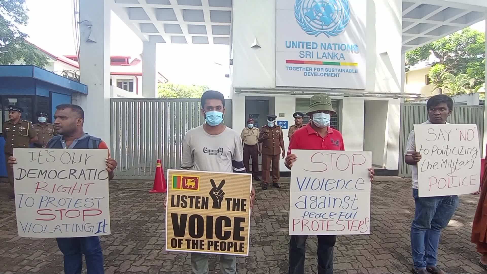Peaceful Protest in front of UN office in Colombo, Sri Lanka