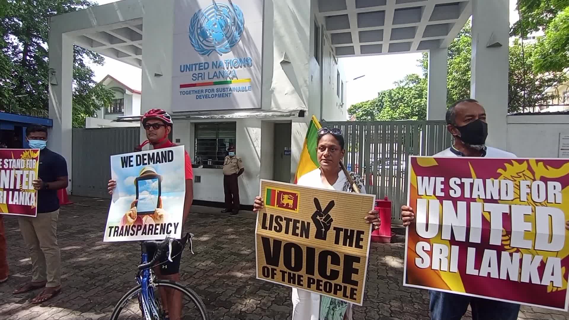 Peaceful Protest in front of UN office in Colombo, Sri Lanka