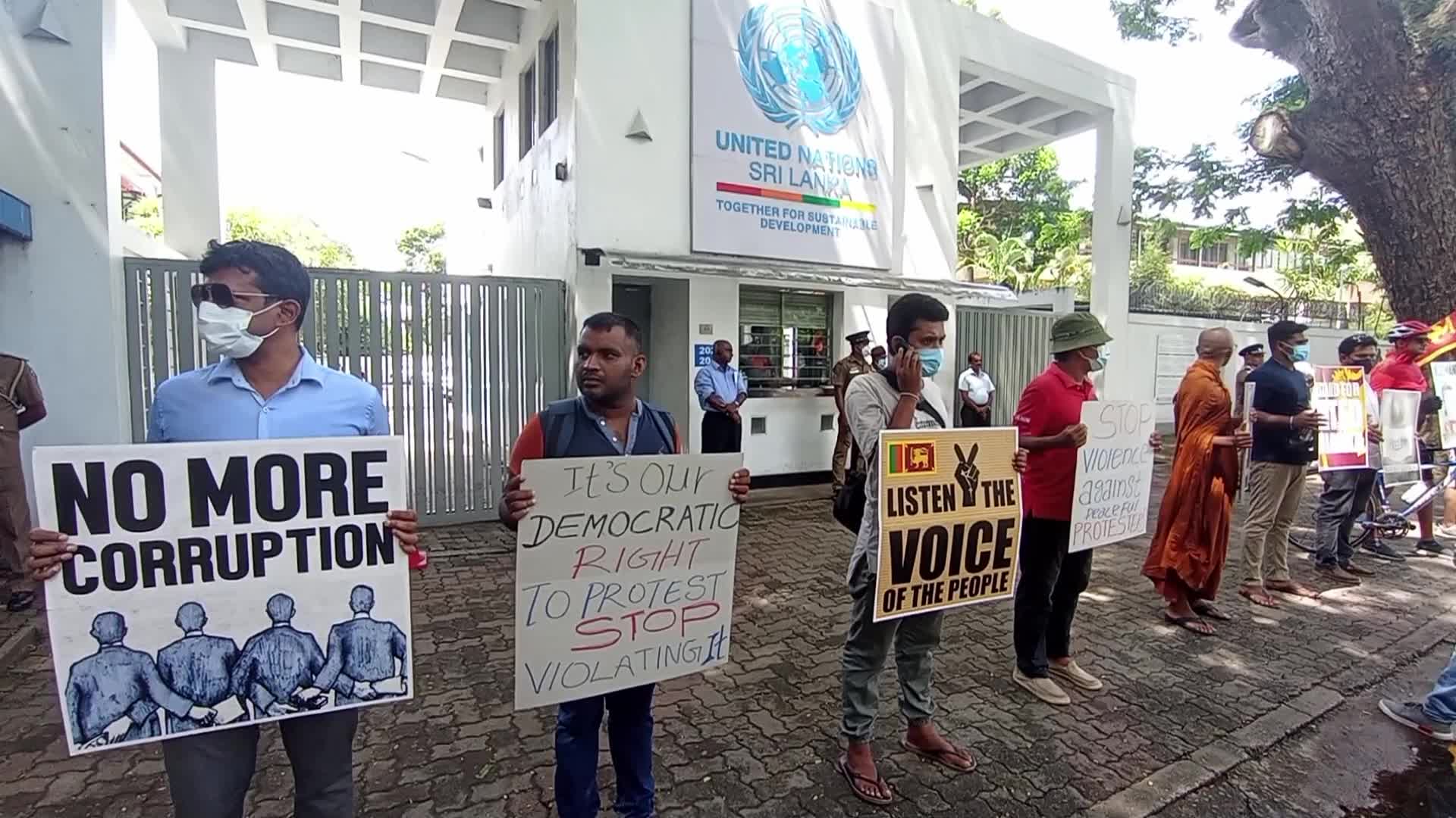 Peaceful Protest in front of UN office in Colombo, Sri Lanka