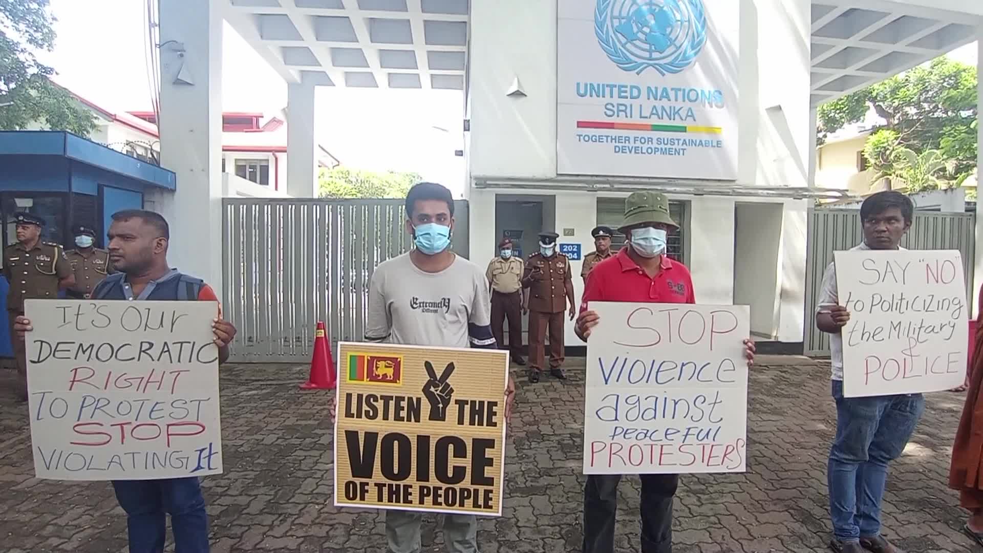 Peaceful Protest in front of UN office in Colombo, Sri Lanka