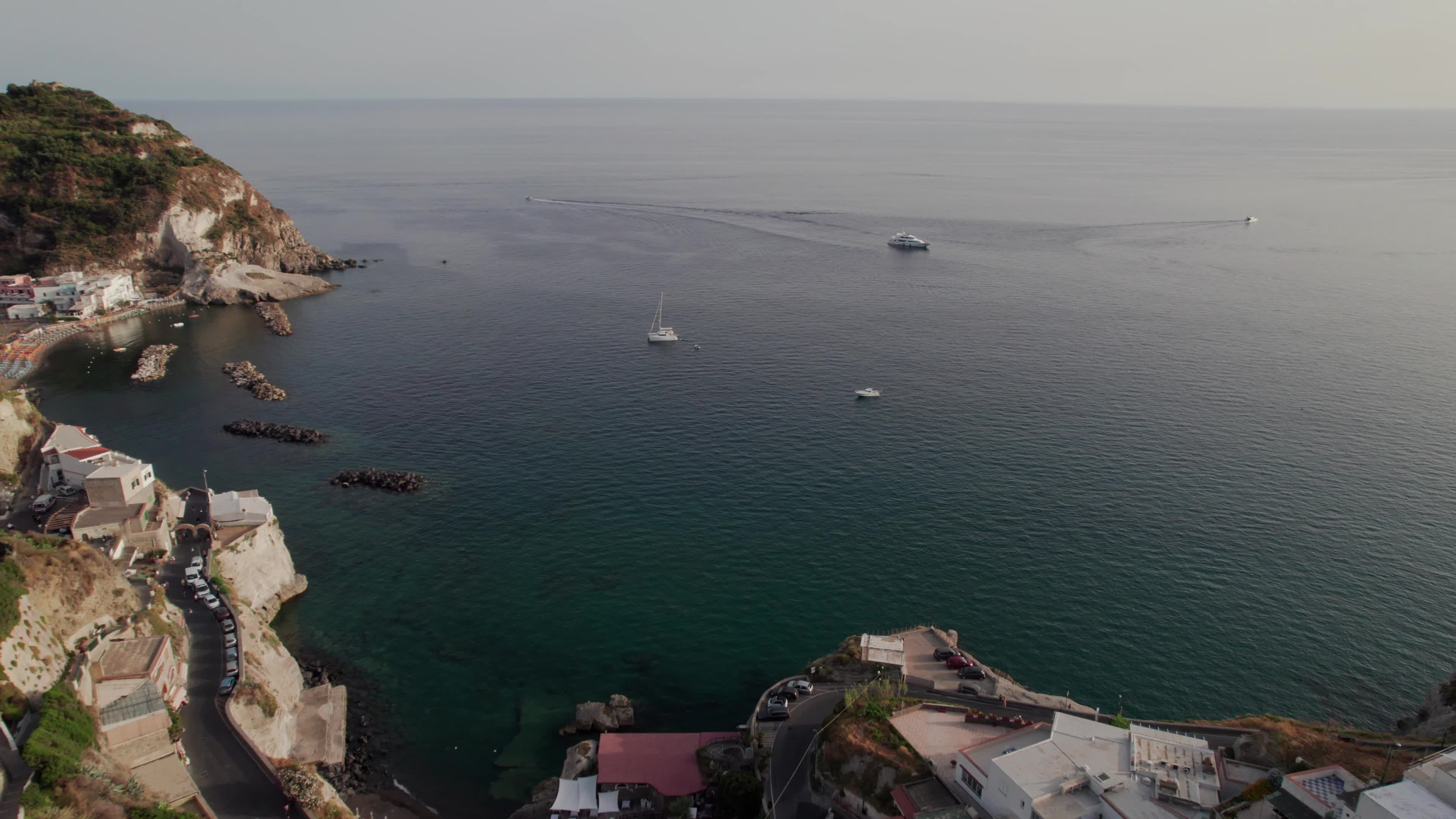 Drone View Of Sant'Angelo D'Ischia At Sunset