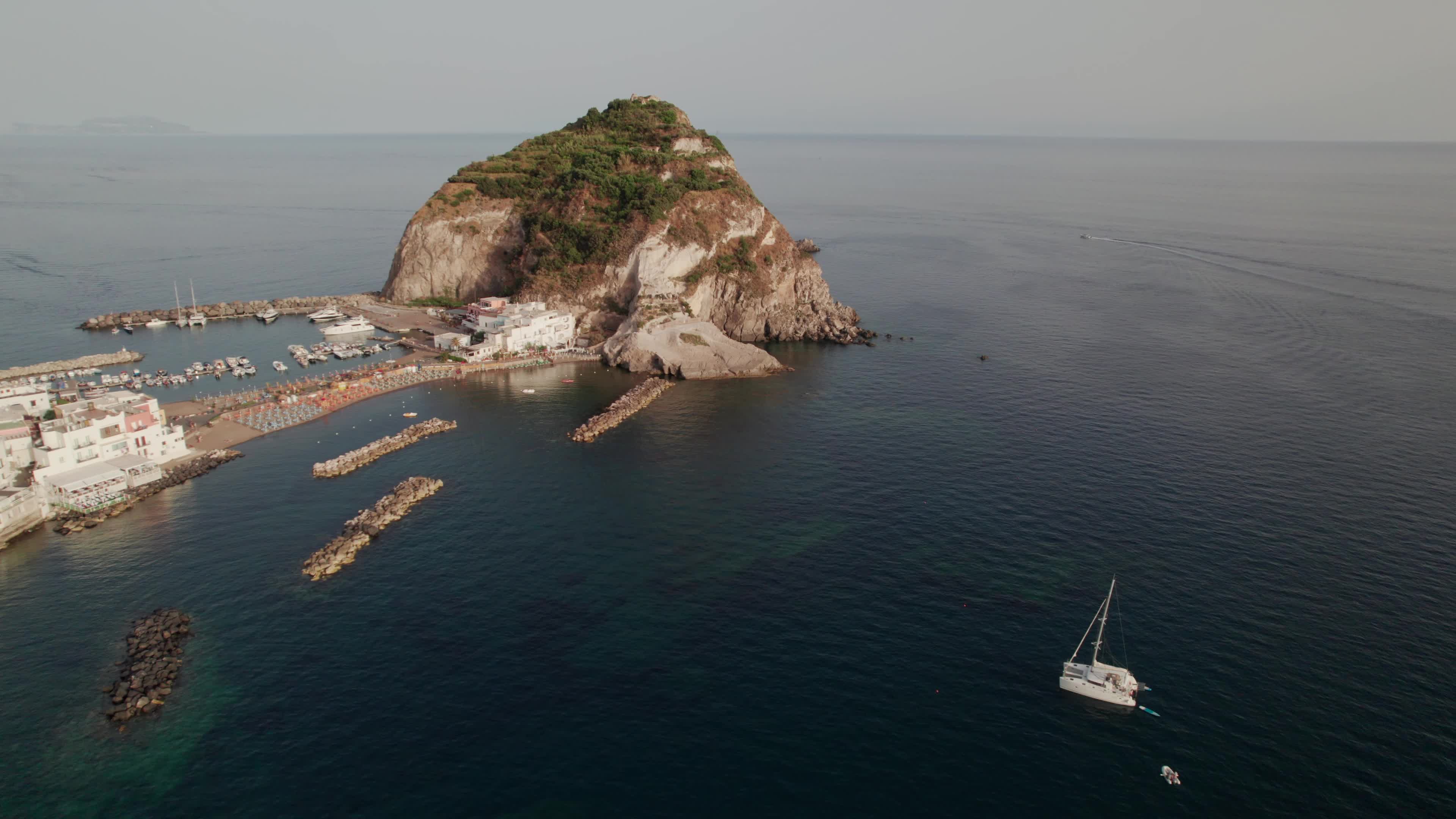 Drone View Of Sant'Angelo D'Ischia At Sunset