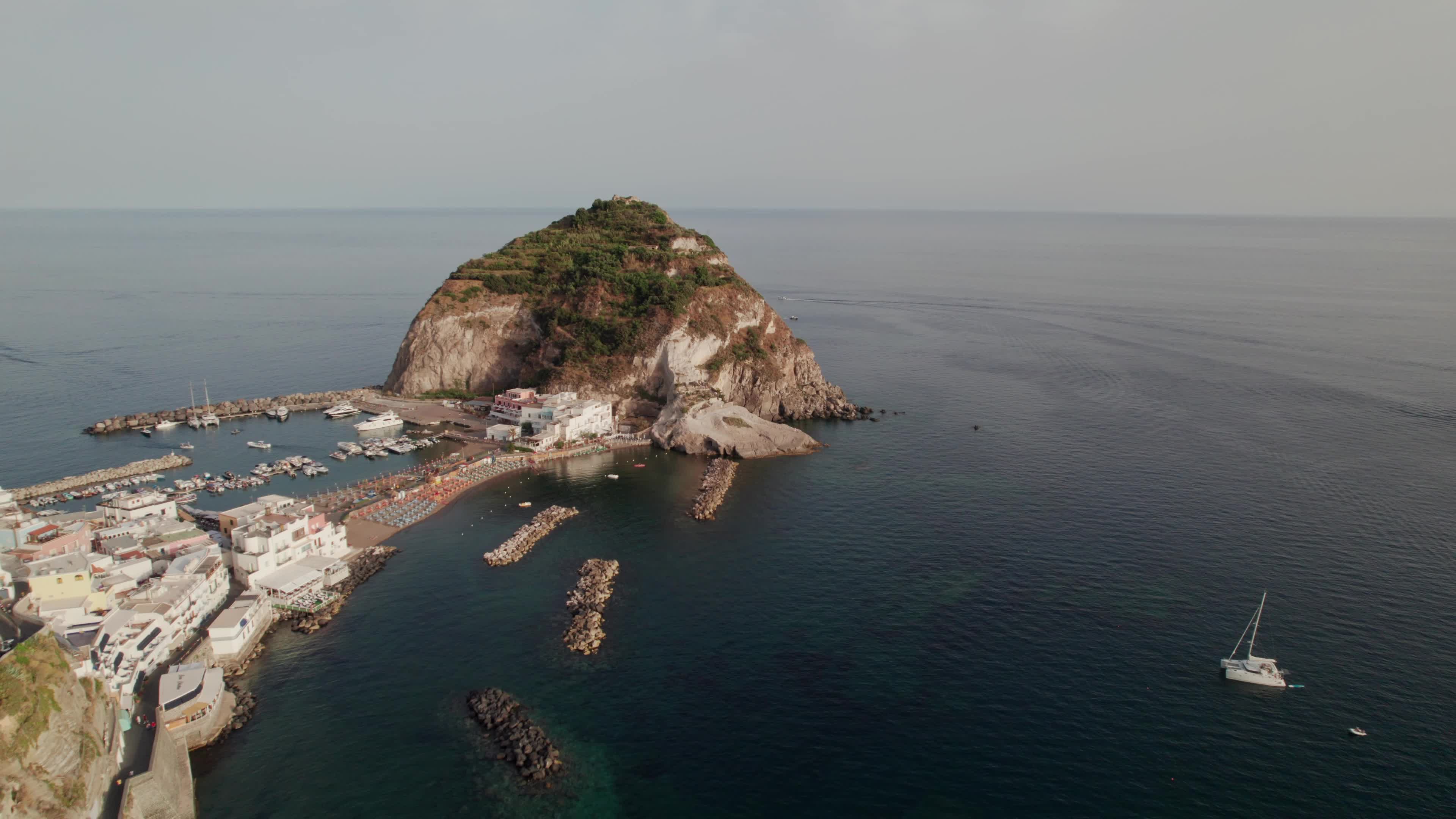 Drone View Of Sant'Angelo D'Ischia At Sunset