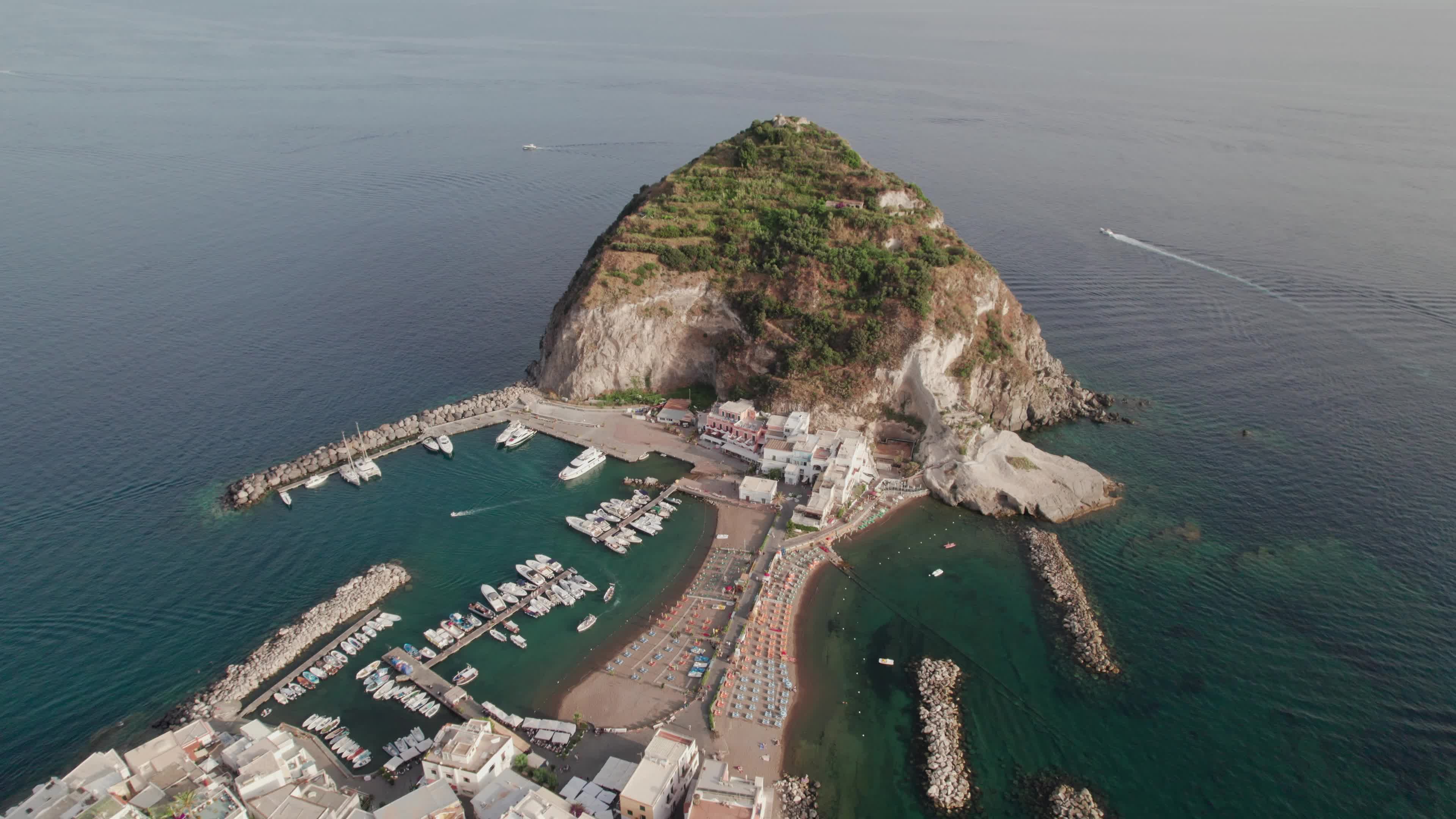 Drone View Of Sant'Angelo D'Ischia At Sunset