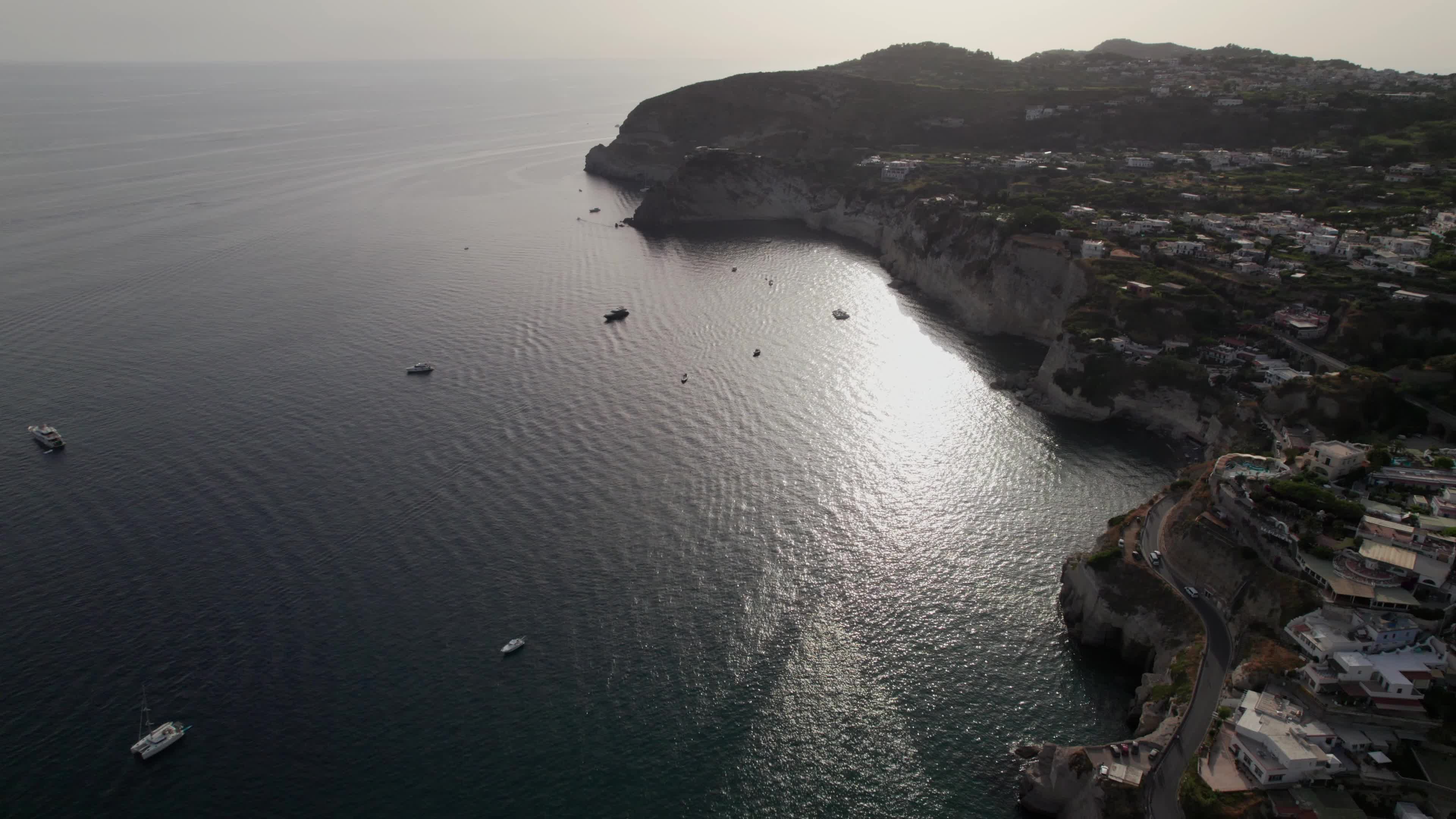 Drone View Of Sant'Angelo D'Ischia At Sunset