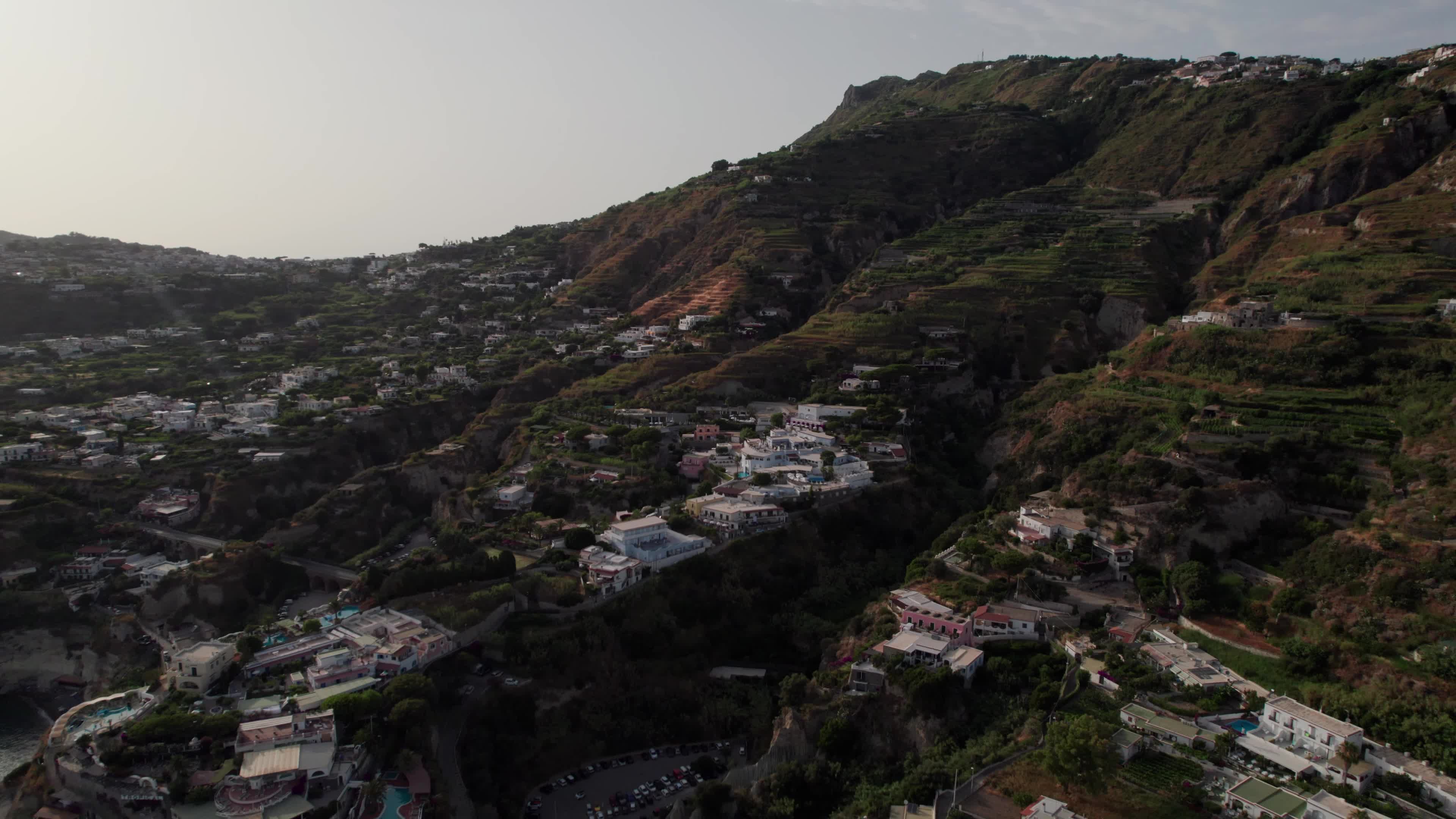 Drone View Of Sant'Angelo D'Ischia At Sunset