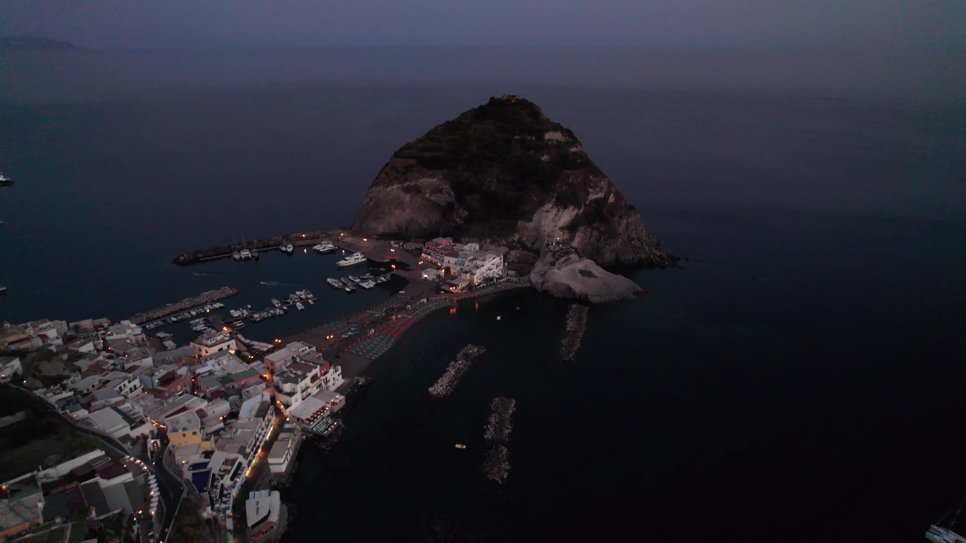 Drone view of Ischia at evening hours
