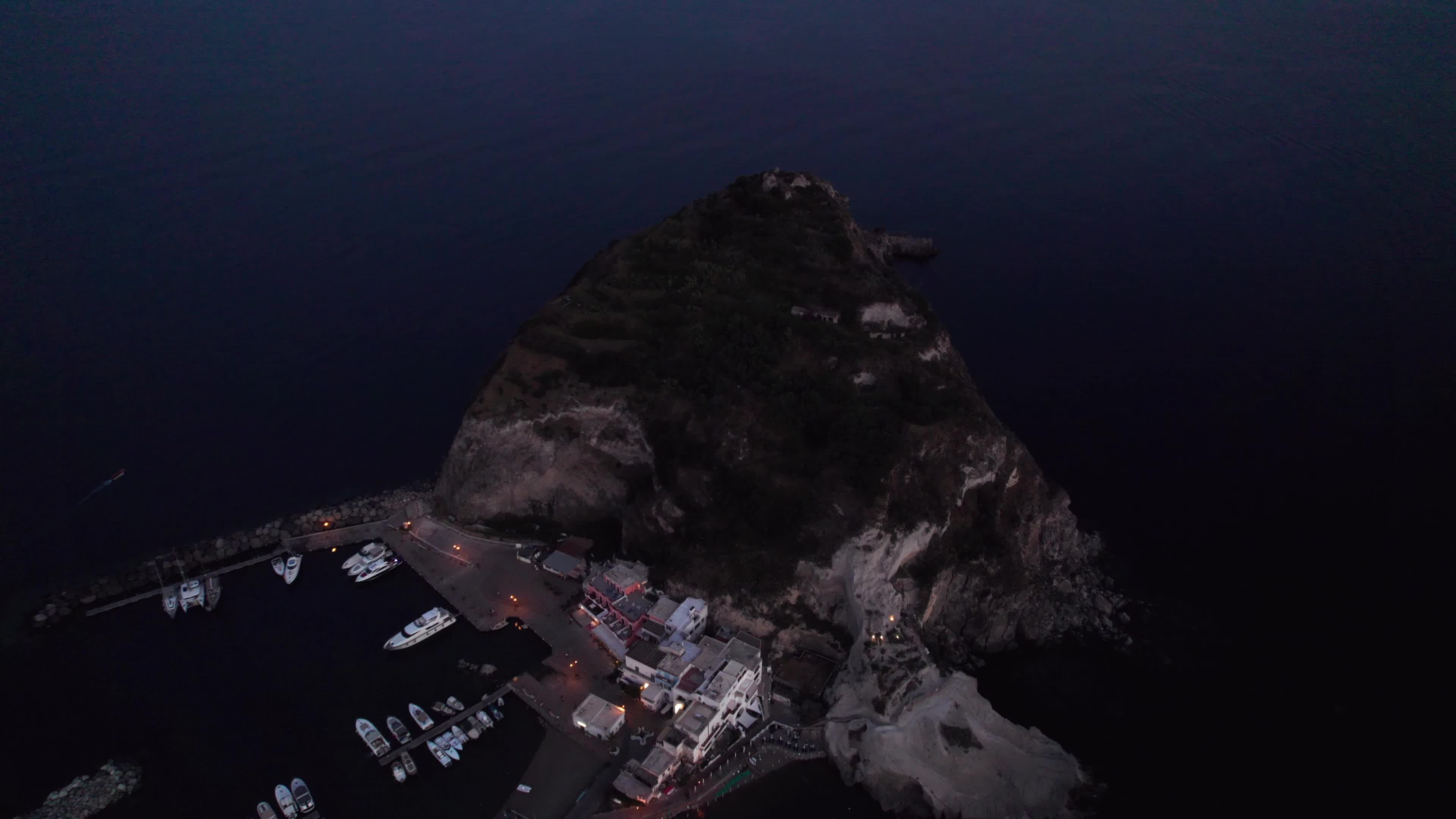 Drone view of Ischia at evening hours