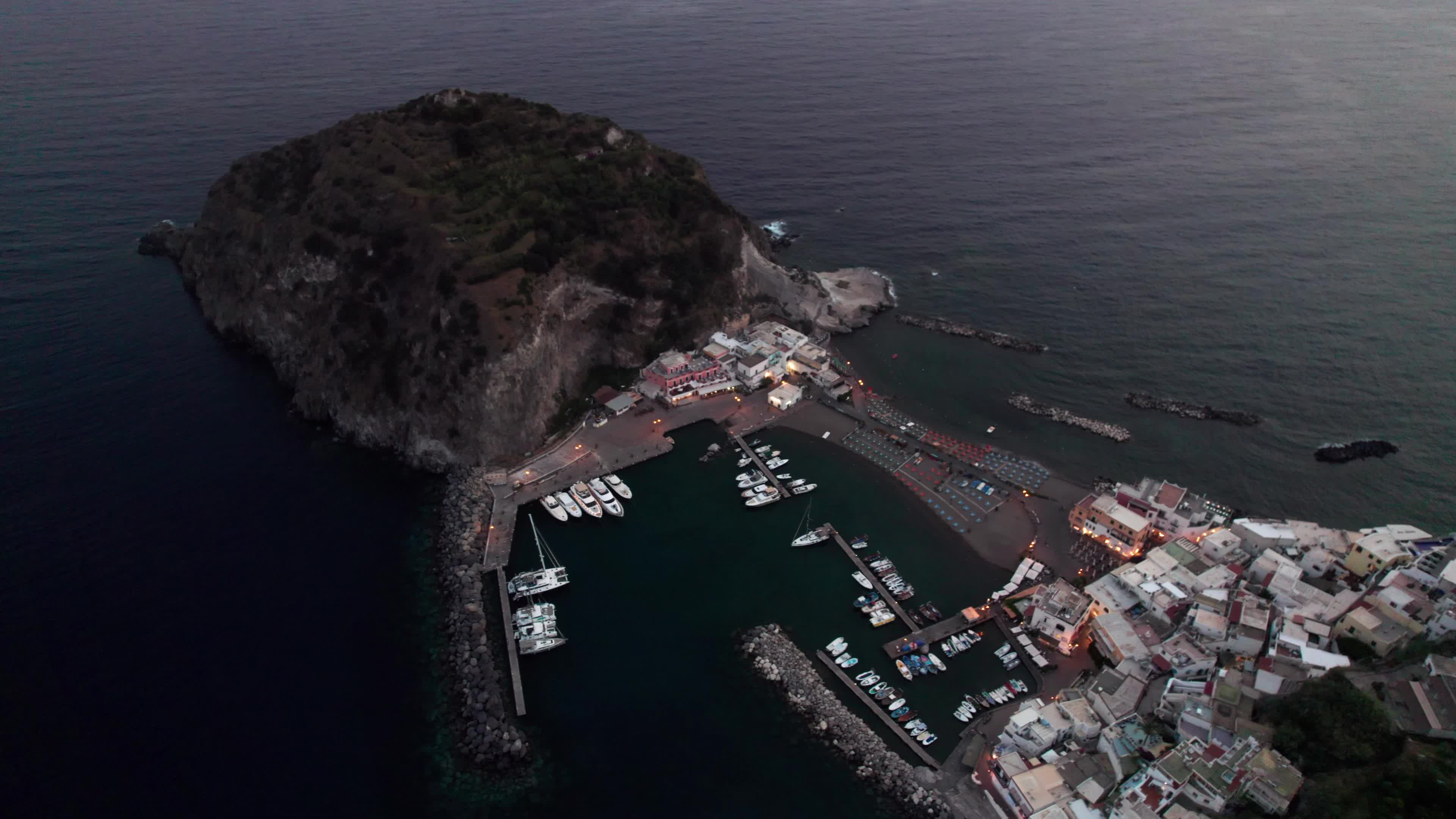 Aerial View Of Ischia At Evening Hours