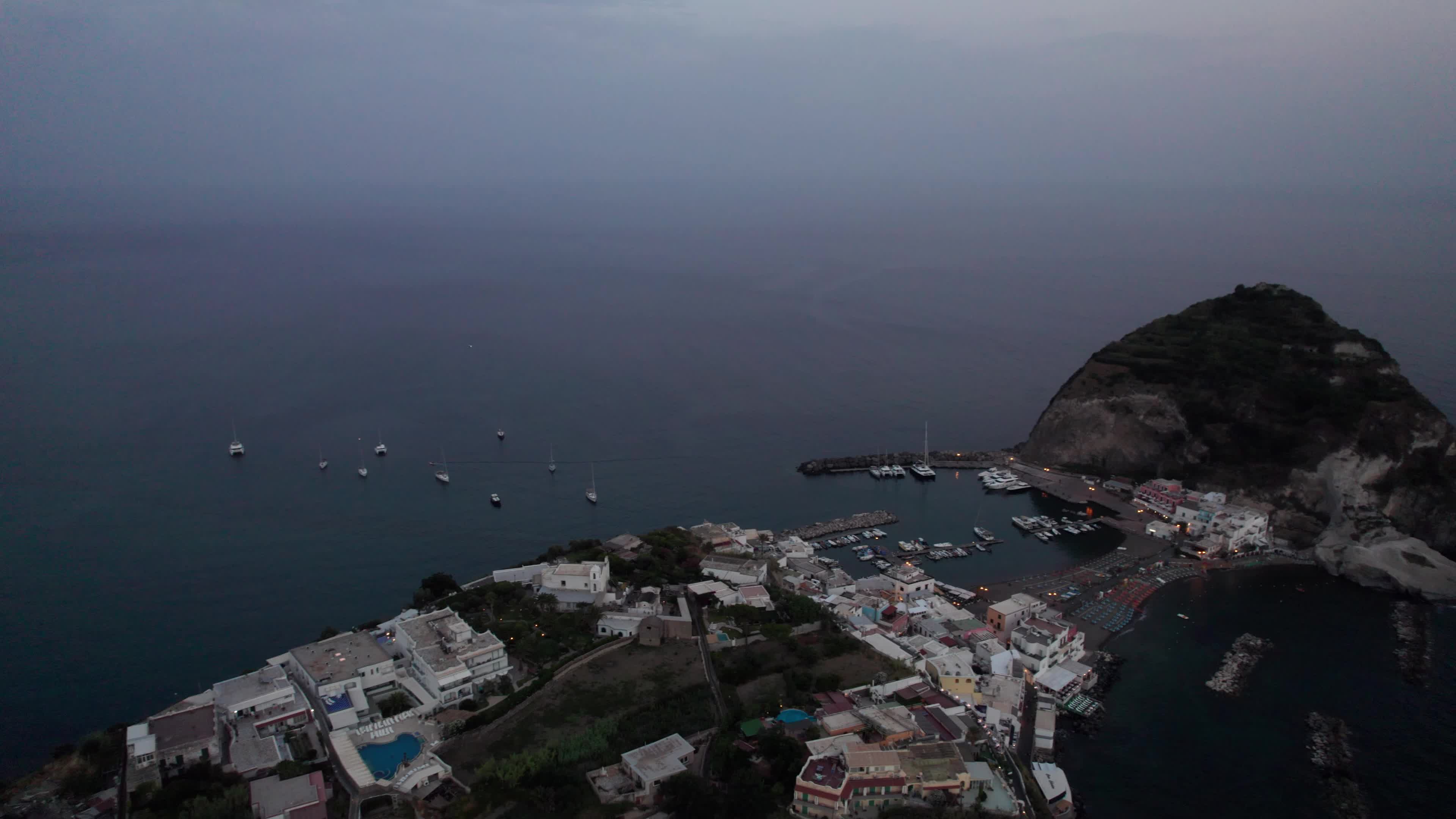 Aerial View Of Ischia At Evening Hours