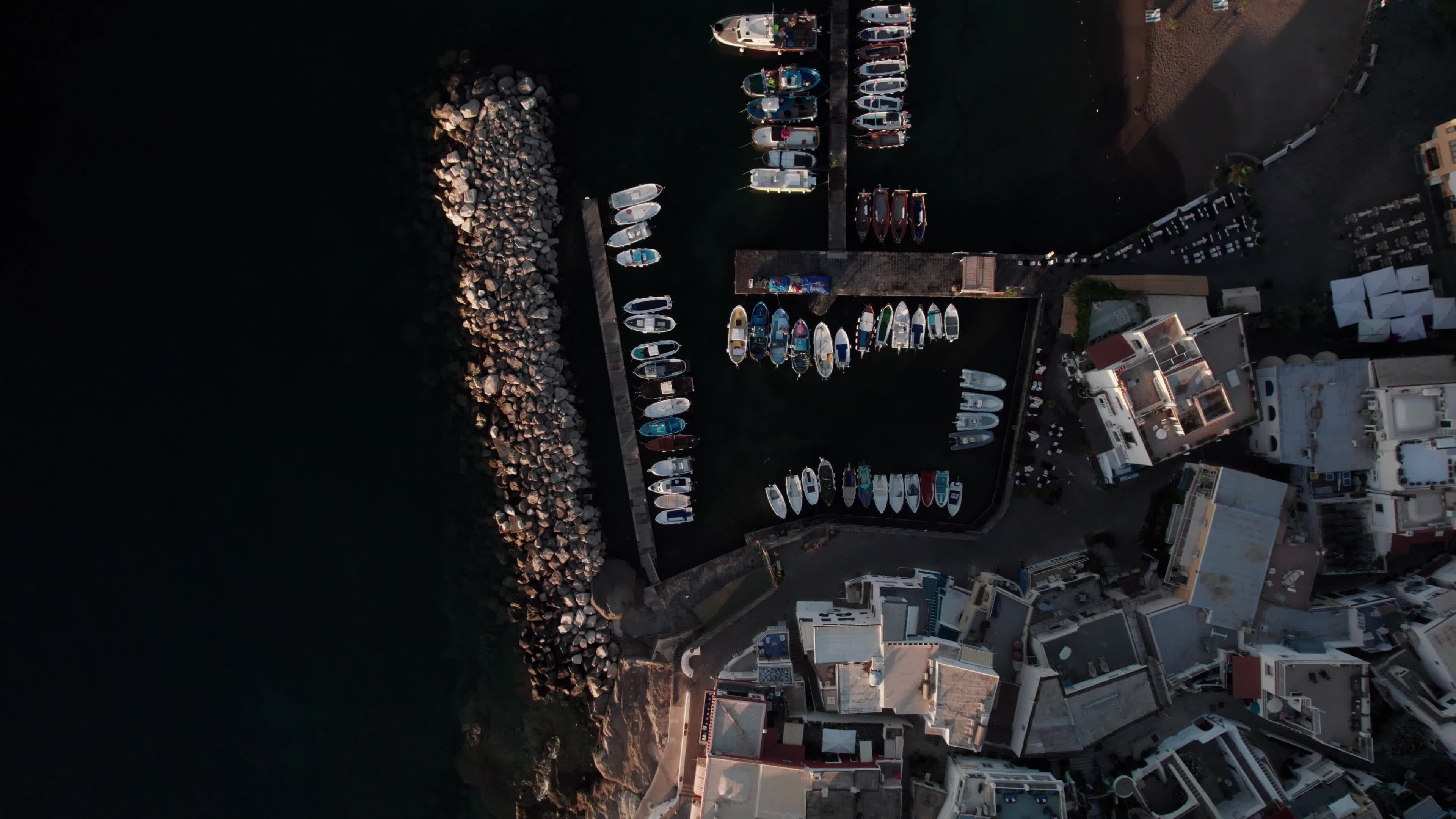 Sunrise drone view of Ischia Sant'Angelo