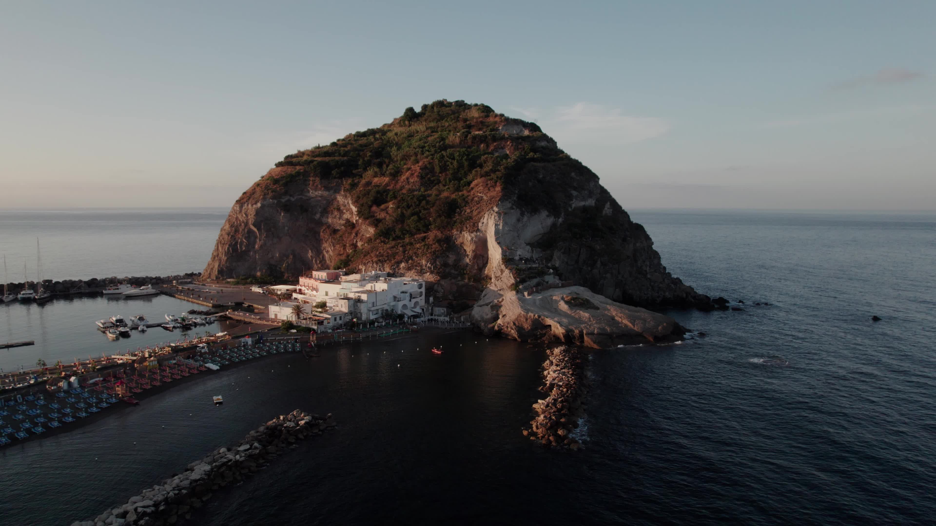 Sunrise drone view of Ischia Sant'Angelo